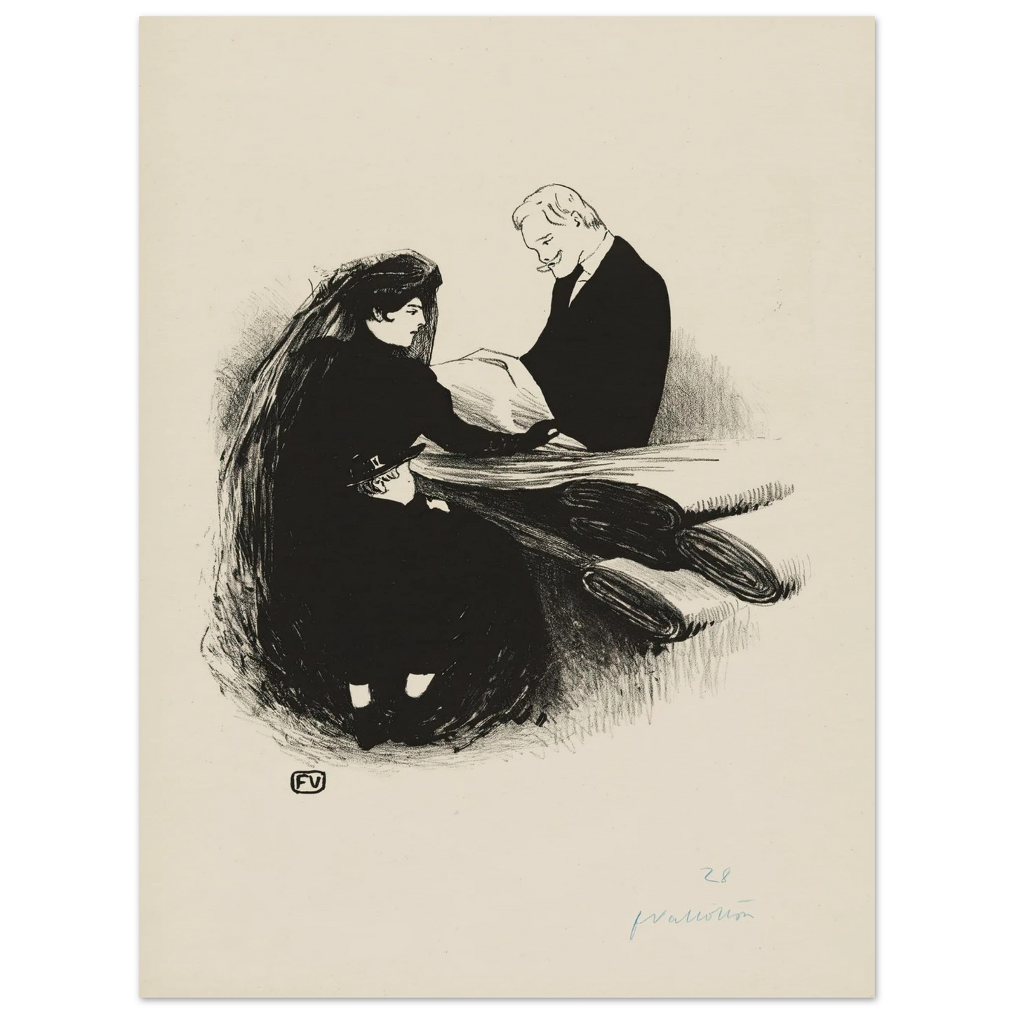 The Latest Fashion (1893) Art Print | Felix Vallotton - Framed Poster - 30x40 cm / 12x16″ - Black frame