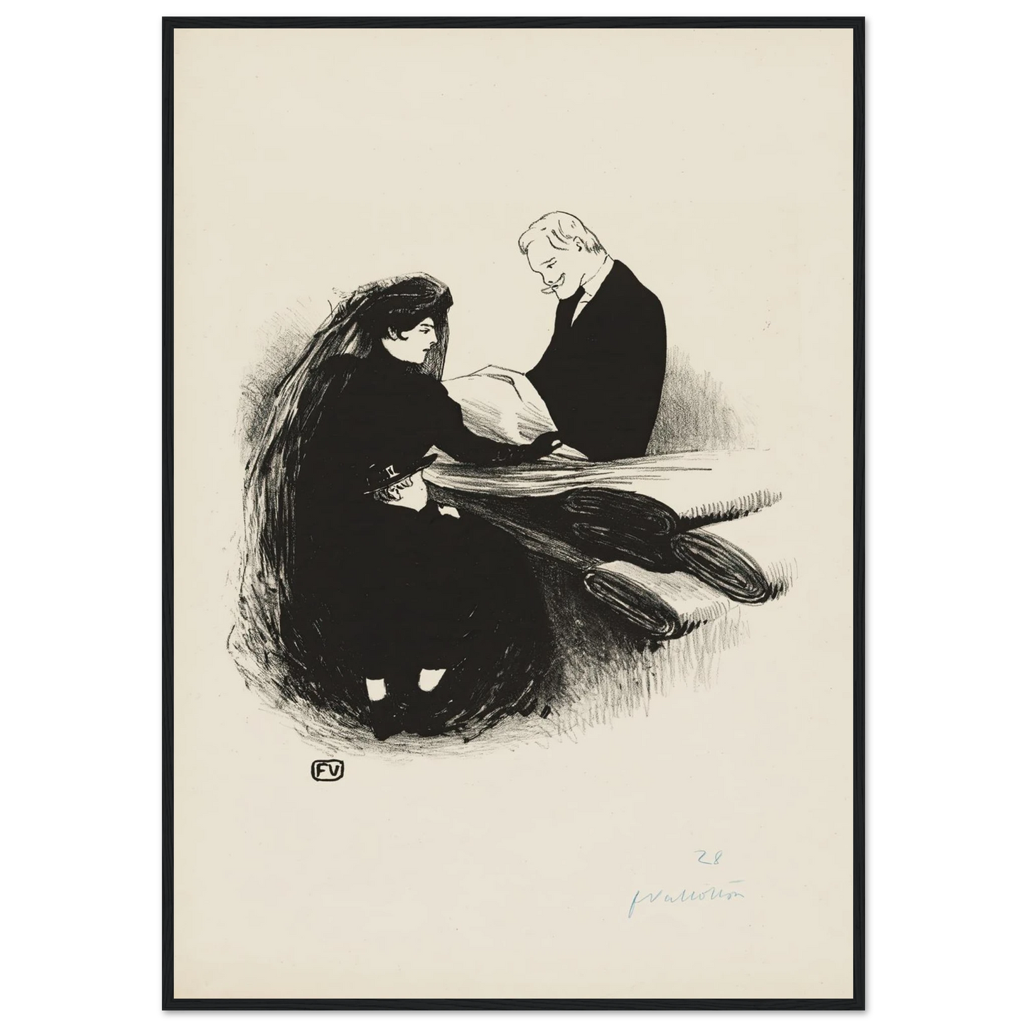 The Latest Fashion (1893) Art Print | Felix Vallotton - Framed Poster - 30x40 cm / 12x16″ - Black frame