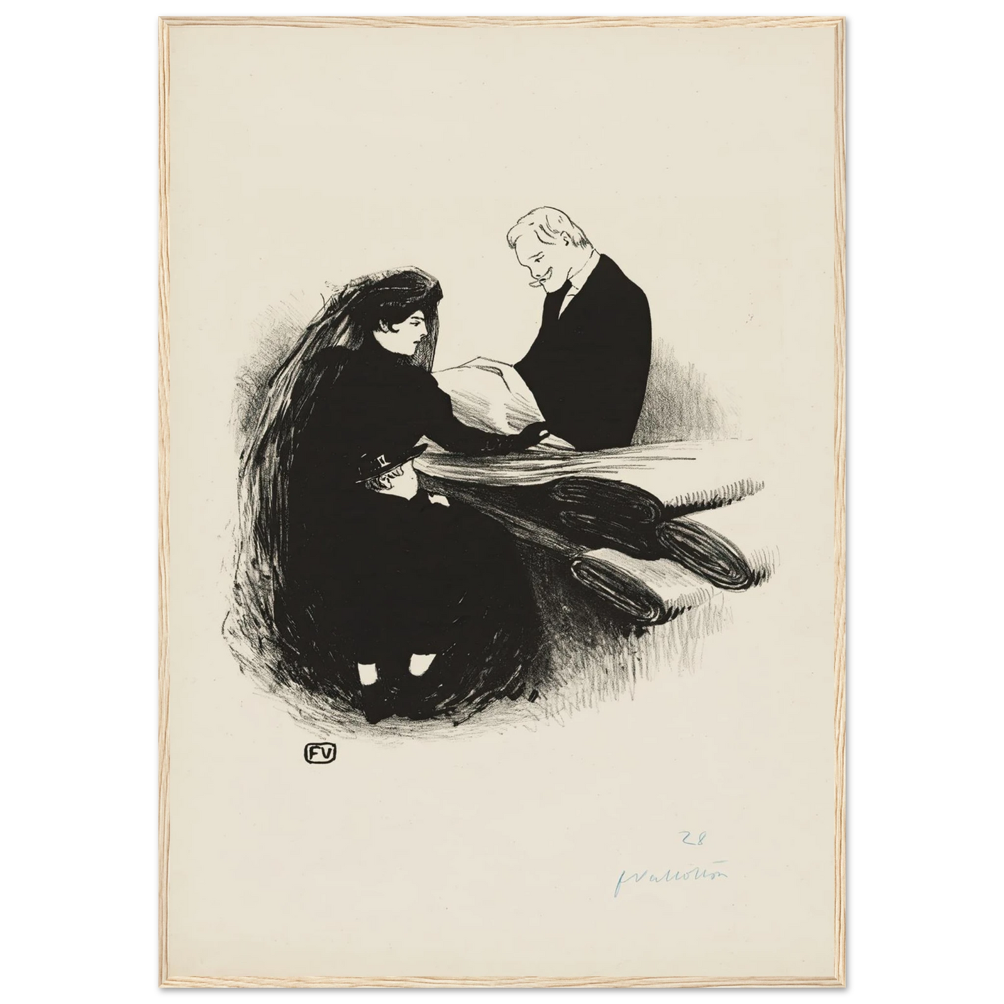 The Latest Fashion (1893) Art Print | Felix Vallotton - Framed Poster - 30x40 cm / 12x16″ - Black frame