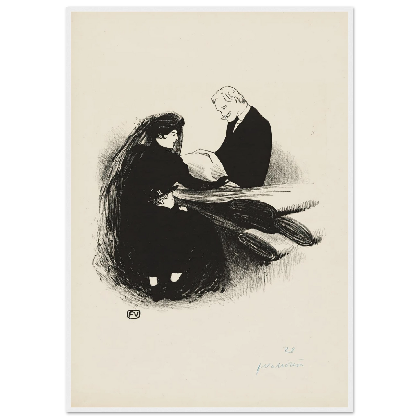 The Latest Fashion (1893) Art Print | Felix Vallotton - Framed Poster - 30x40 cm / 12x16″ - Black frame