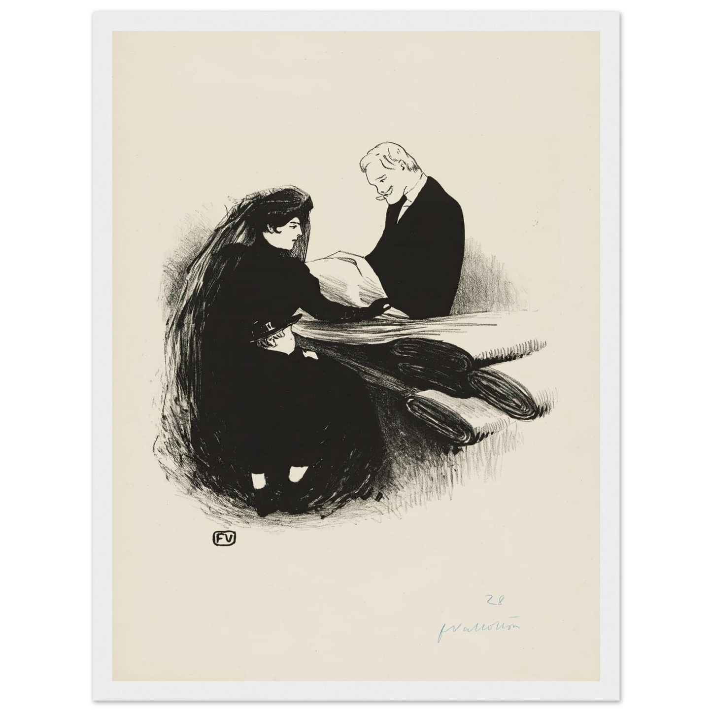 The Latest Fashion (1893) Art Print | Felix Vallotton - Framed Poster - 30x40 cm / 12x16″ - Black frame