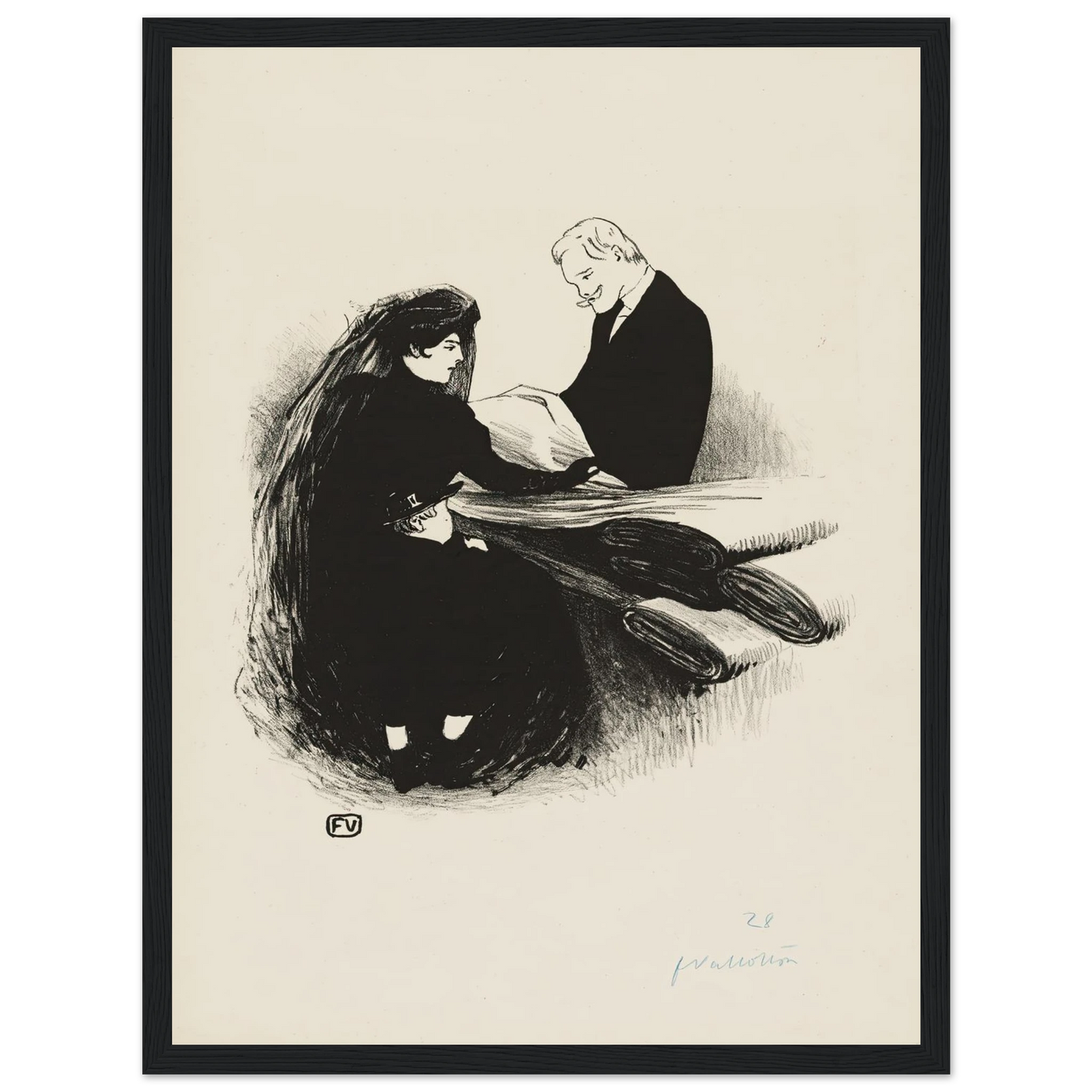 The Latest Fashion (1893) Art Print | Felix Vallotton - Framed Poster - 30x40 cm / 12x16″ - Black frame