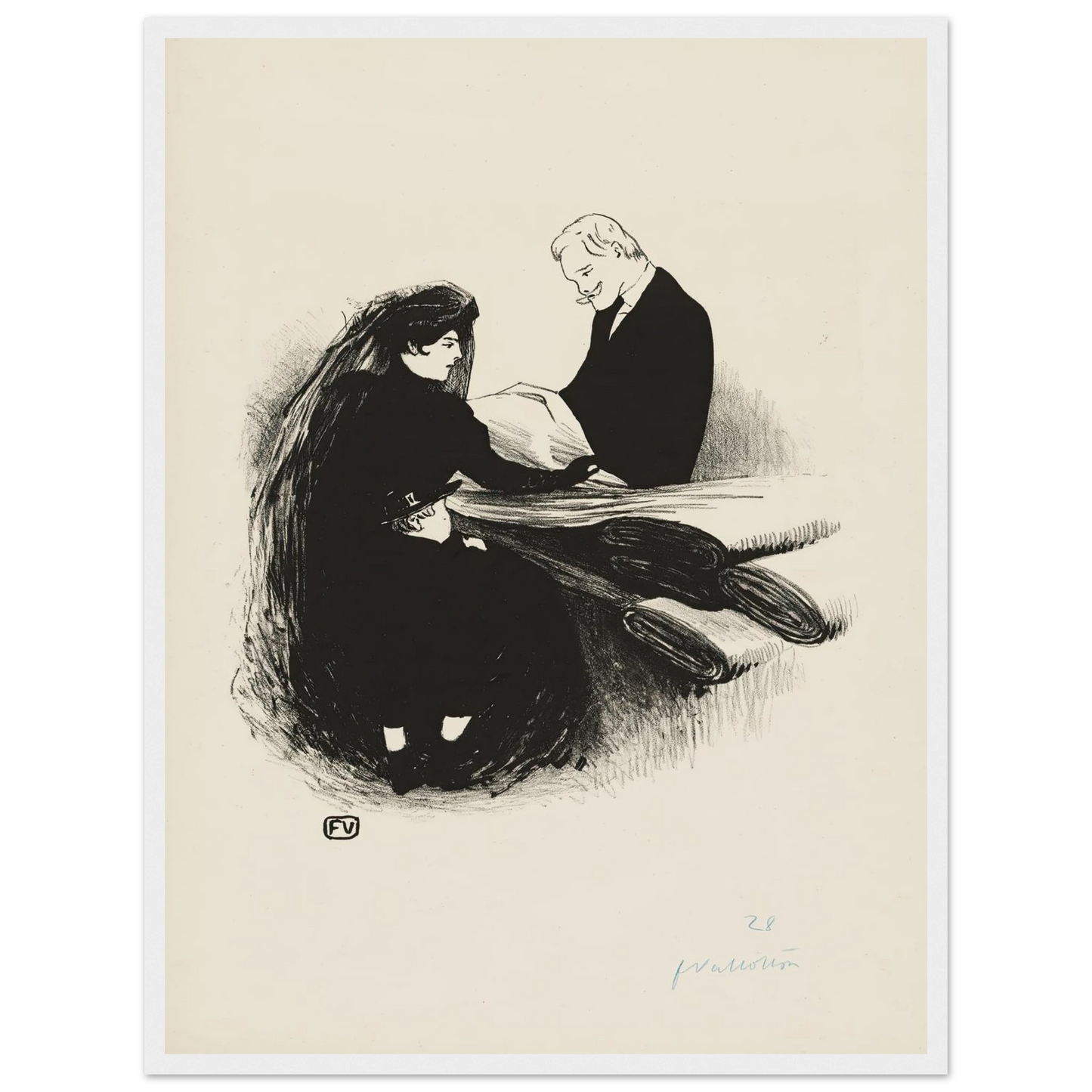The Latest Fashion (1893) Art Print | Felix Vallotton - Framed Poster - 30x40 cm / 12x16″ - Black frame