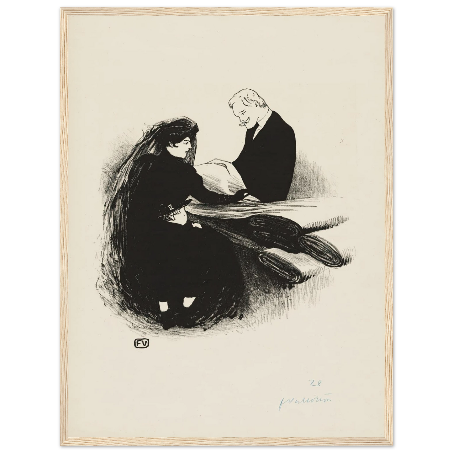 The Latest Fashion (1893) Art Print | Felix Vallotton - Framed Poster - 30x40 cm / 12x16″ - Black frame
