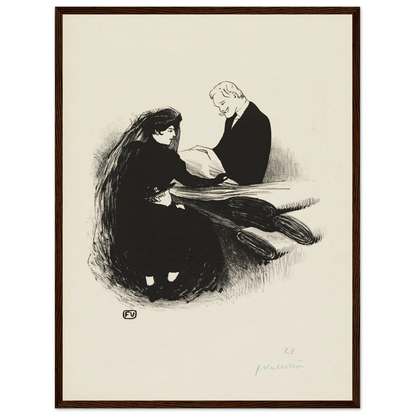 The Latest Fashion (1893) Art Print | Felix Vallotton - Framed Poster - 30x40 cm / 12x16″ - Black frame