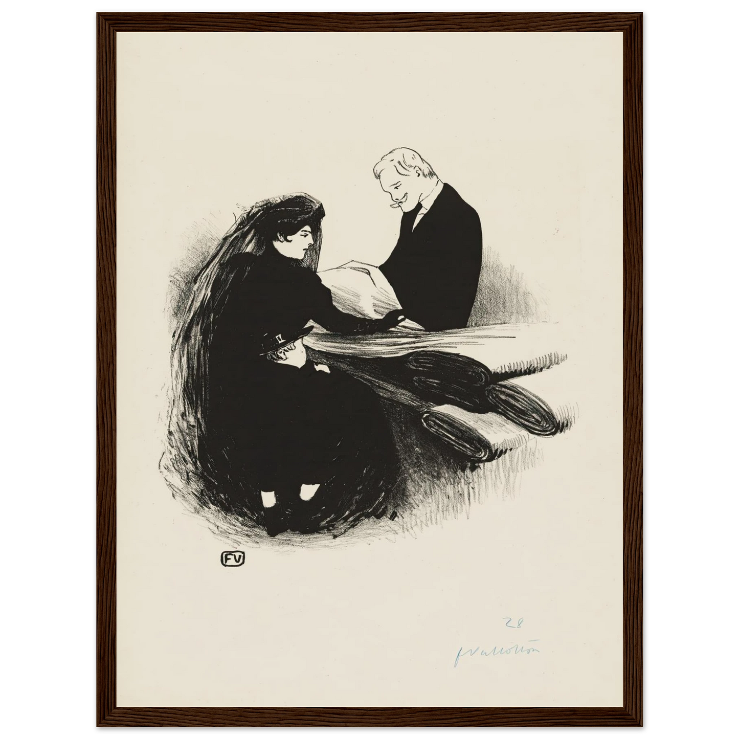 The Latest Fashion (1893) Art Print | Felix Vallotton - Framed Poster - 30x40 cm / 12x16″ - Black frame