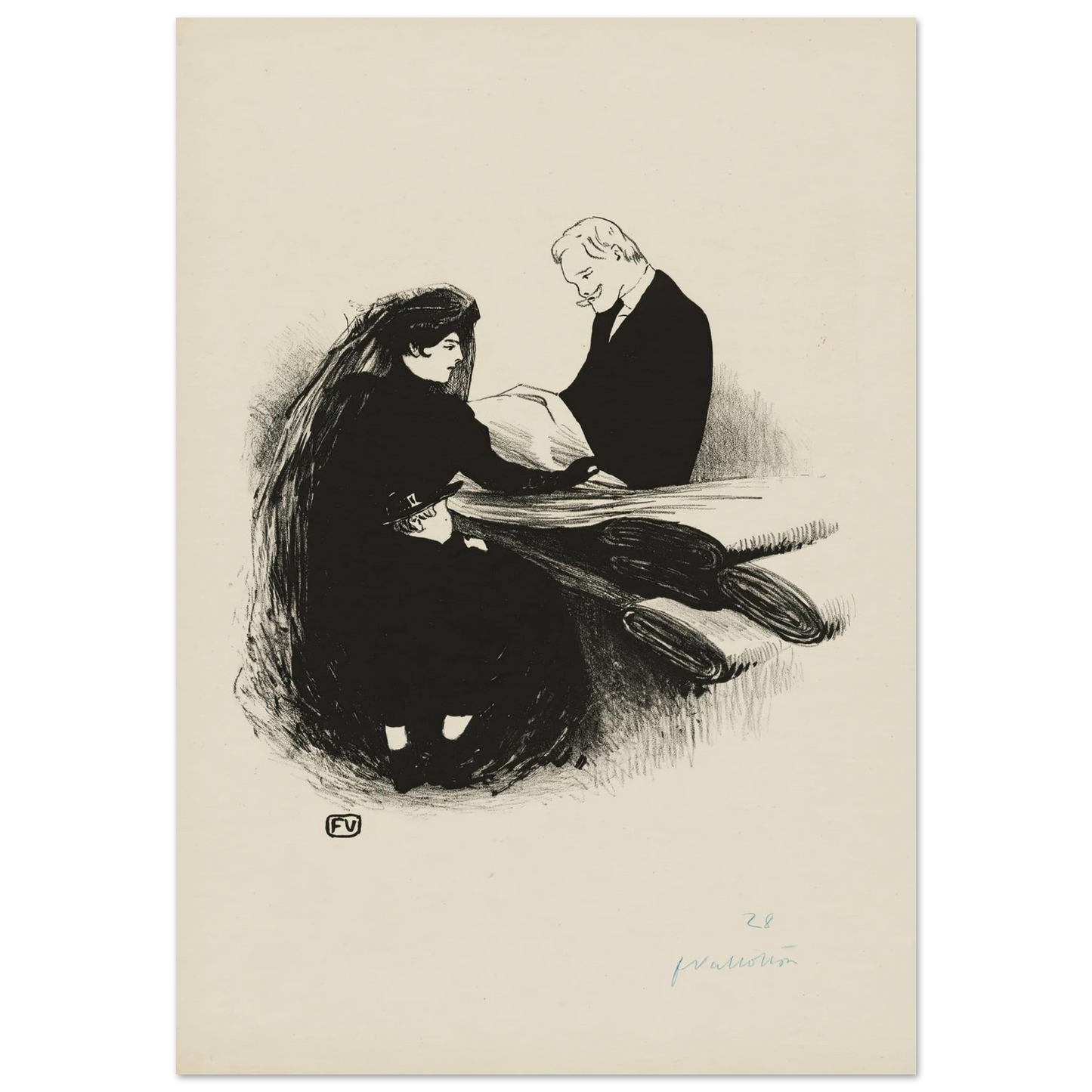 The Latest Fashion (1893) Art Print | Felix Vallotton - Framed Poster - 30x40 cm / 12x16″ - Black frame