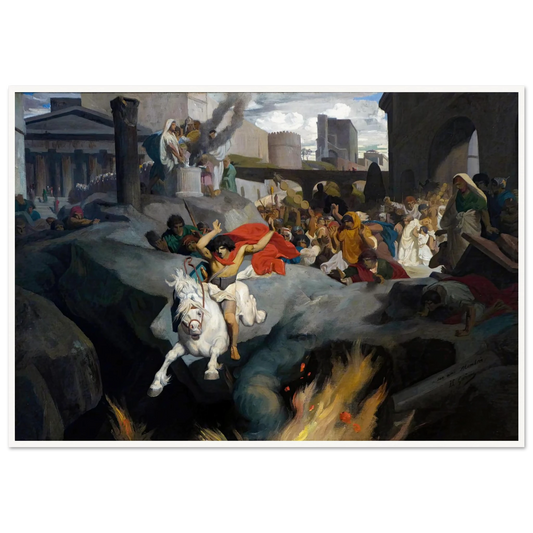 The Leap of Marcus Curtius (1850-1855) Art Print | Jean Leon Gerome - Framed Poster - 30x40 cm / 12x16″ - Black frame