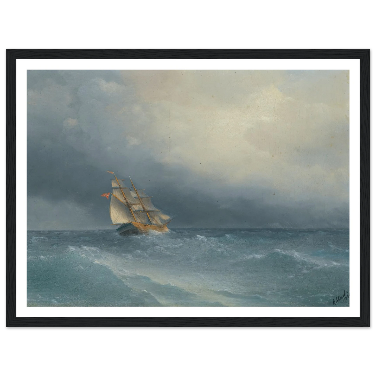 The Lifting Storm (1880) Art Print | Ivan Konstantinovich Aivazovsky - Framed Poster - 30x40 cm / 12x16″ - Black frame