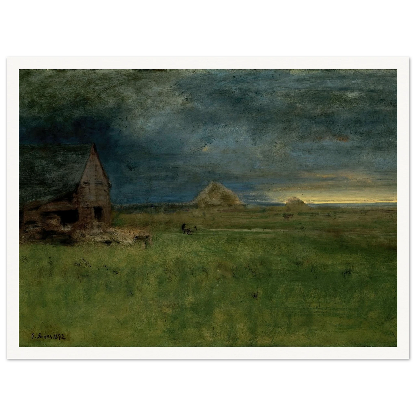 The Lonely Farm, Nantucket (1892) Art Print | George Inness - Framed Poster - 30x40 cm / 12x16″ - Black frame