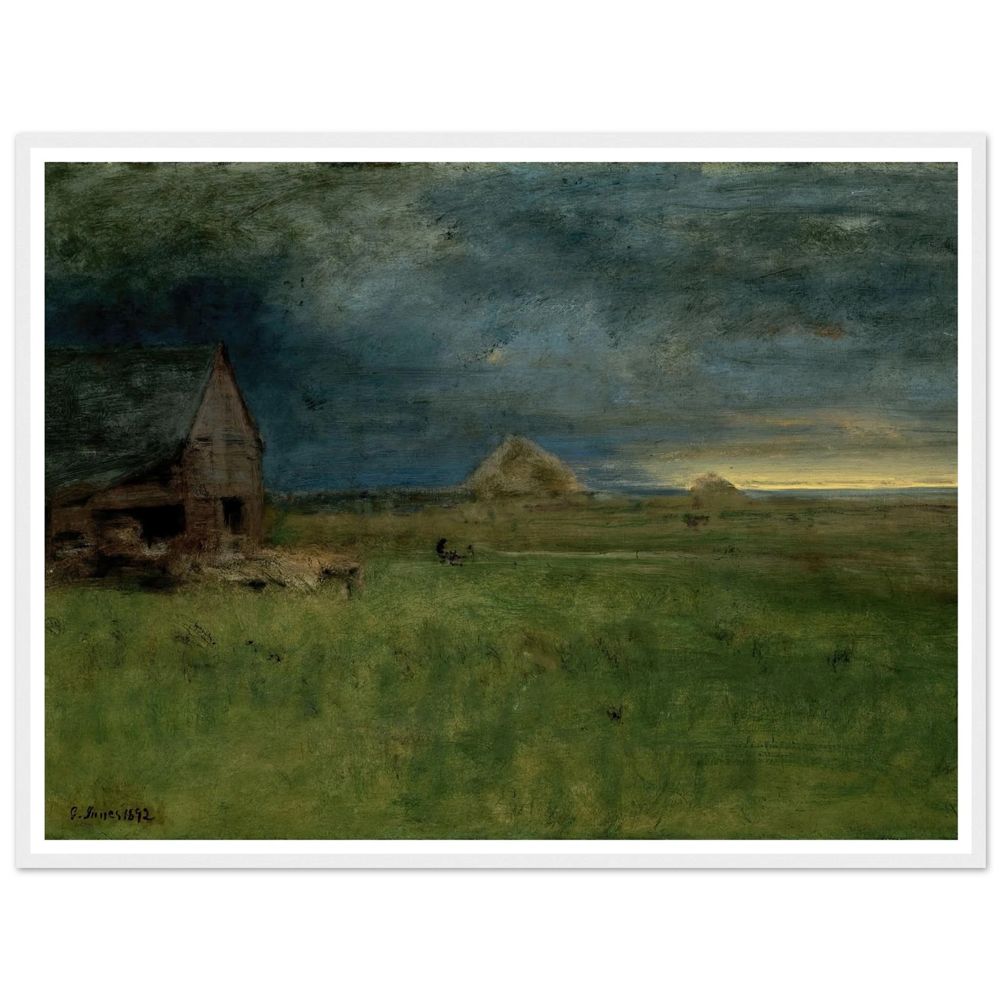 The Lonely Farm, Nantucket (1892) Art Print | George Inness - Framed Poster - 30x40 cm / 12x16″ - Black frame