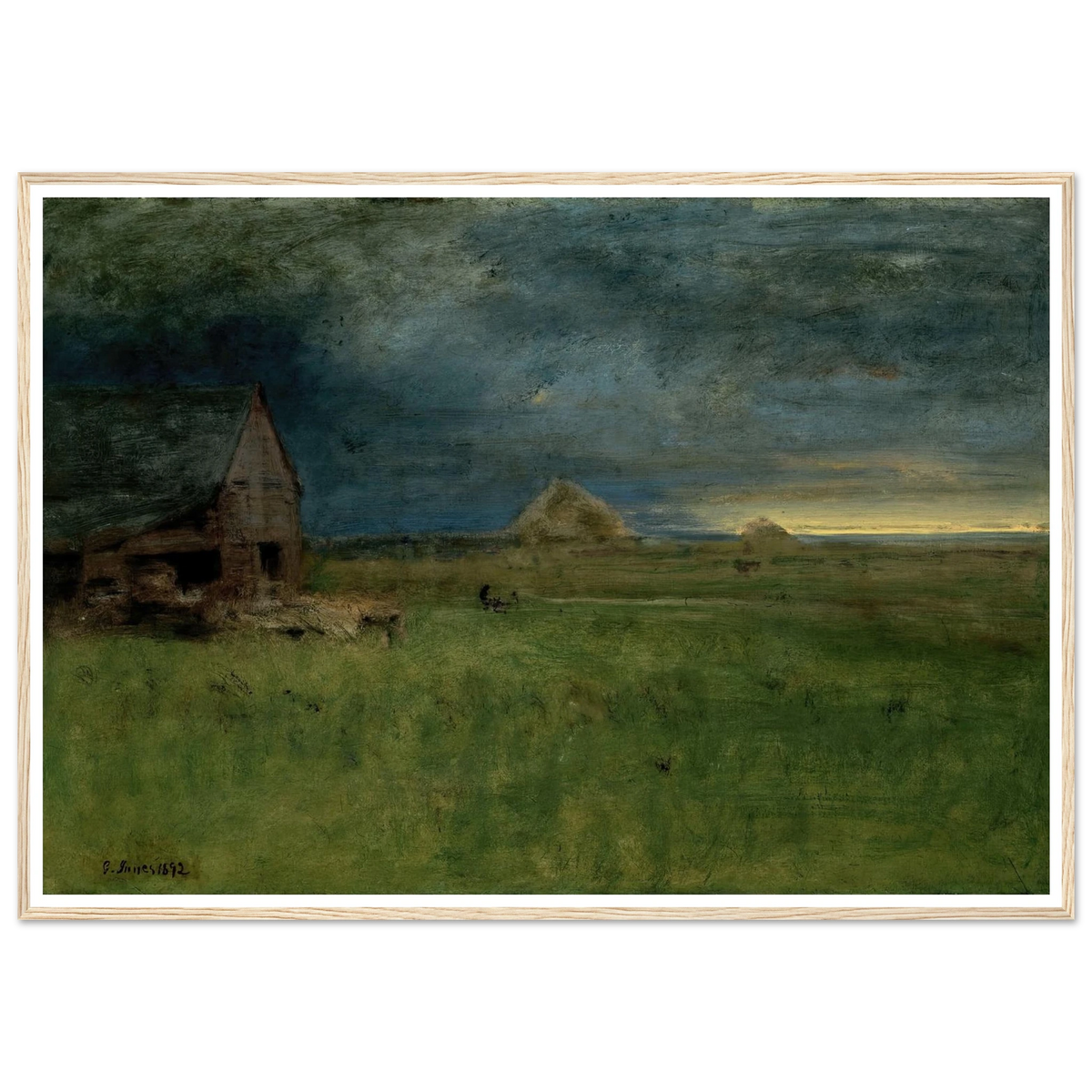 The Lonely Farm, Nantucket (1892) Art Print | George Inness - Framed Poster - 30x40 cm / 12x16″ - Black frame