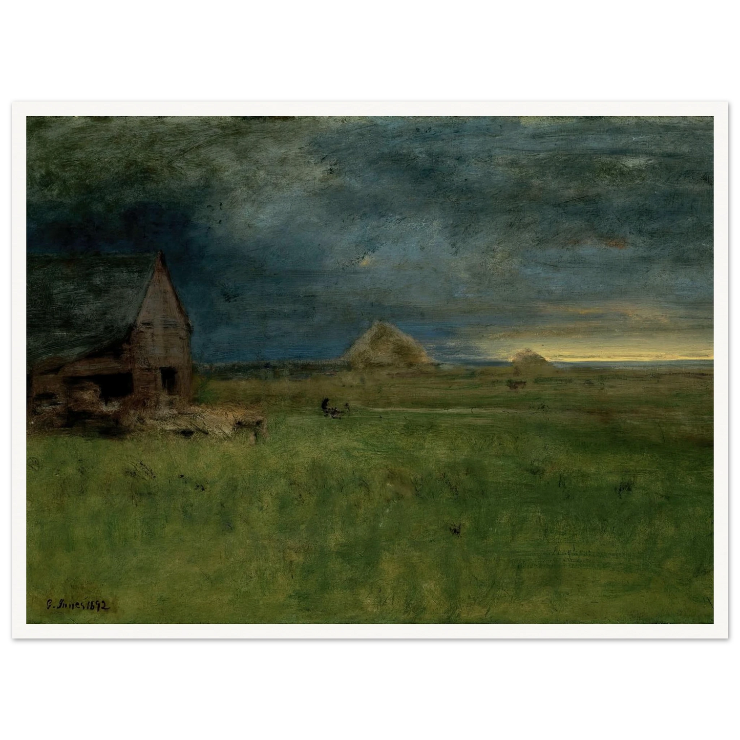 The Lonely Farm, Nantucket (1892) Art Print | George Inness - Framed Poster - 30x40 cm / 12x16″ - Black frame