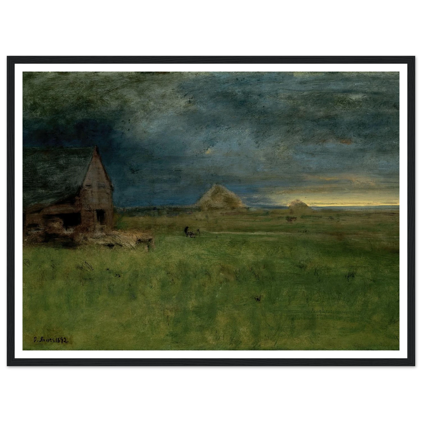 The Lonely Farm, Nantucket (1892) Art Print | George Inness - Framed Poster - 30x40 cm / 12x16″ - Black frame