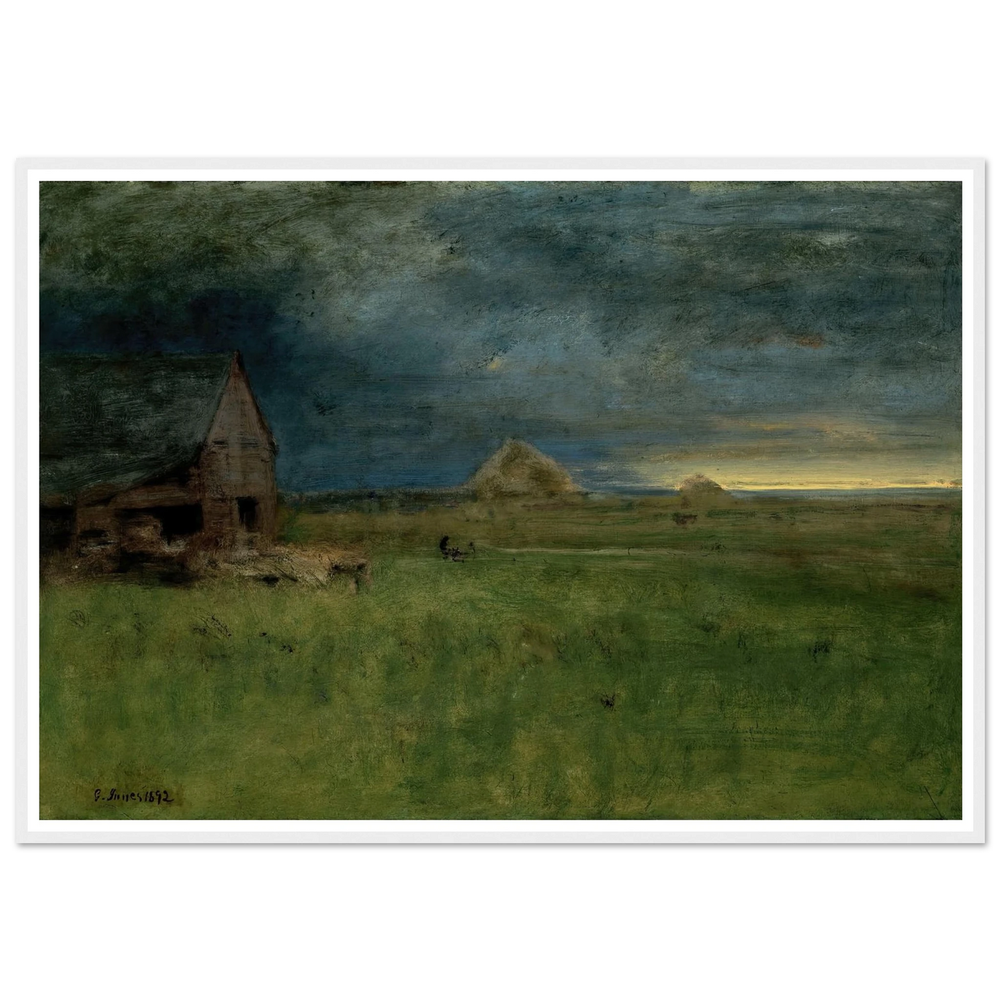 The Lonely Farm, Nantucket (1892) Art Print | George Inness - Framed Poster - 30x40 cm / 12x16″ - Black frame