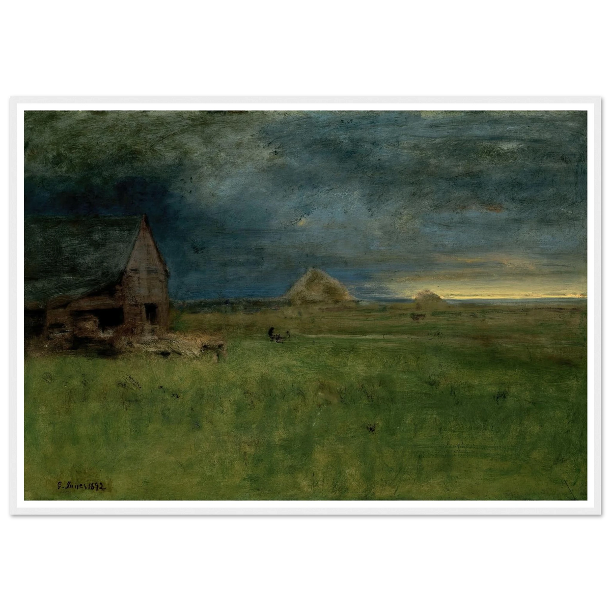The Lonely Farm, Nantucket (1892) Art Print | George Inness - Framed Poster - 30x40 cm / 12x16″ - Black frame