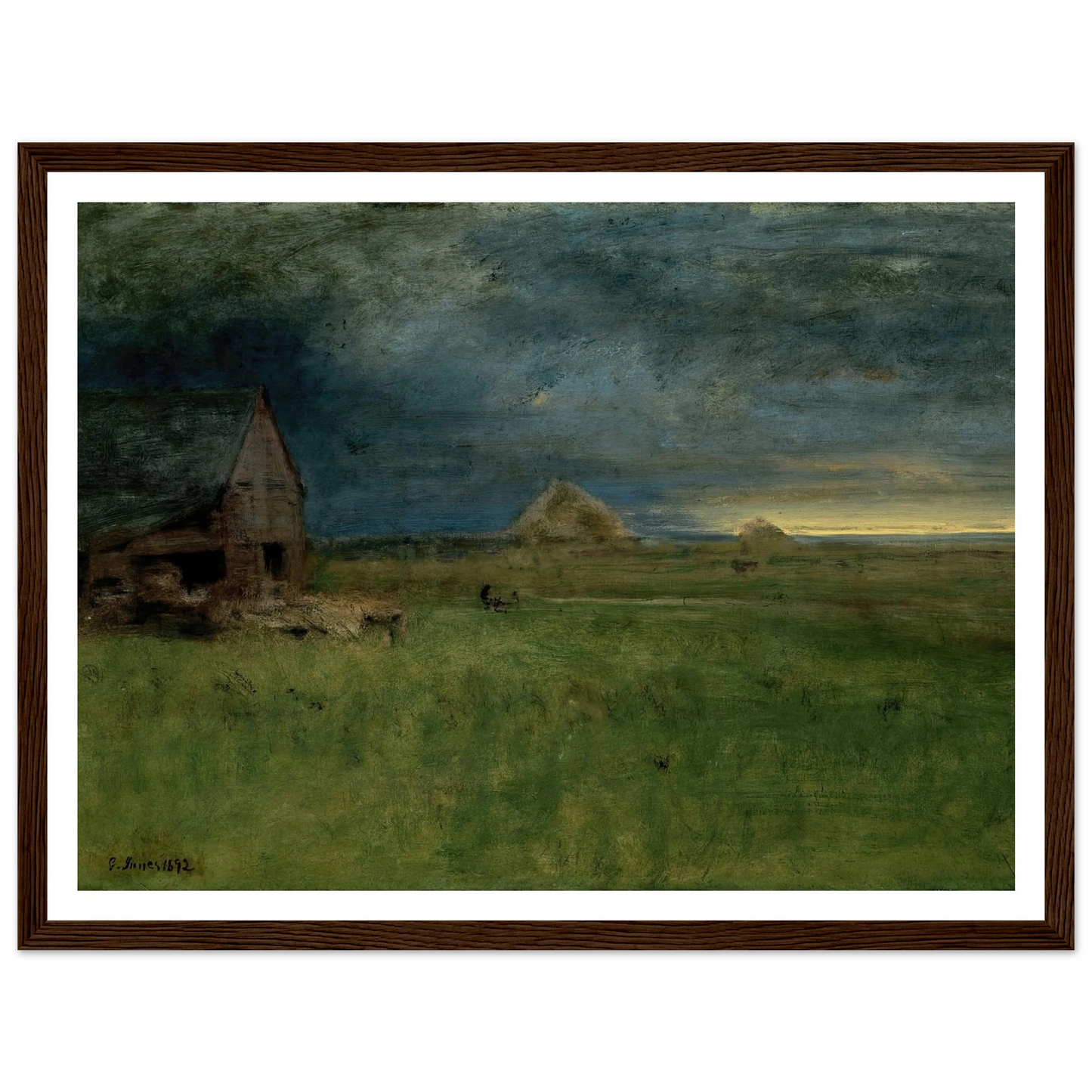 The Lonely Farm, Nantucket (1892) Art Print | George Inness - Framed Poster - 30x40 cm / 12x16″ - Black frame