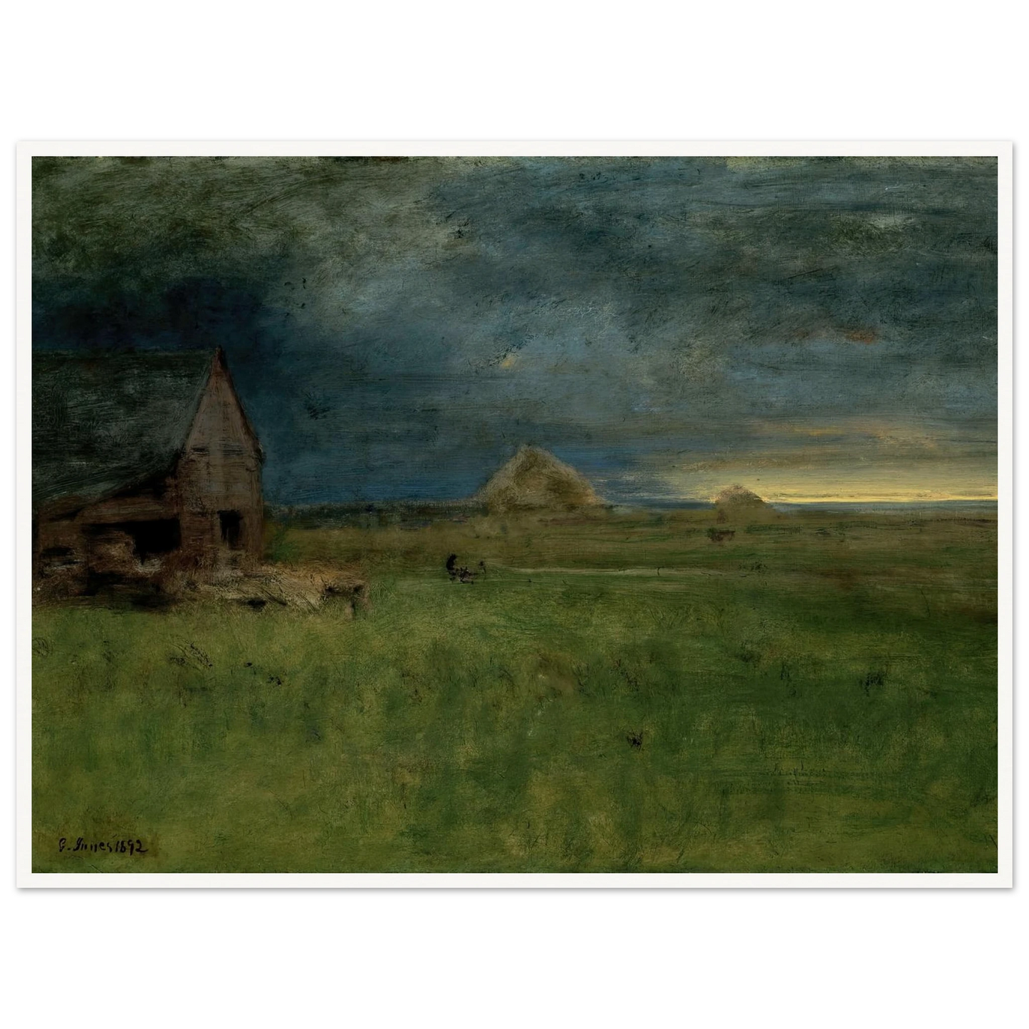 The Lonely Farm, Nantucket (1892) Art Print | George Inness - Framed Poster - 30x40 cm / 12x16″ - Black frame
