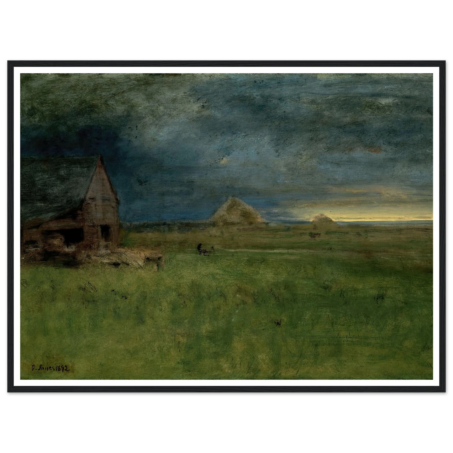 The Lonely Farm, Nantucket (1892) Art Print | George Inness - Framed Poster - 30x40 cm / 12x16″ - Black frame