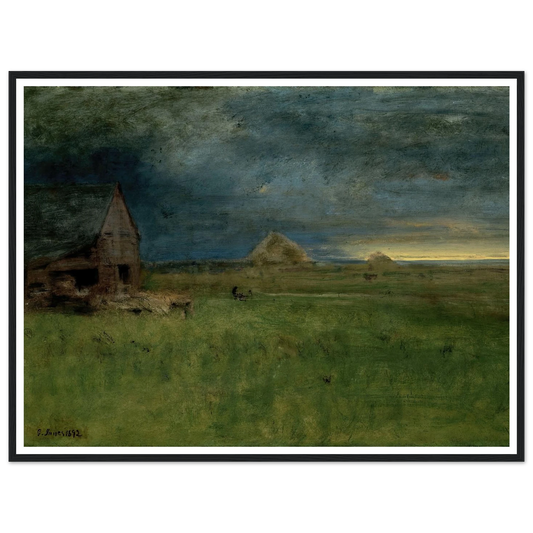 The Lonely Farm, Nantucket (1892) Art Print | George Inness - Framed Poster - 30x40 cm / 12x16″ - Black frame