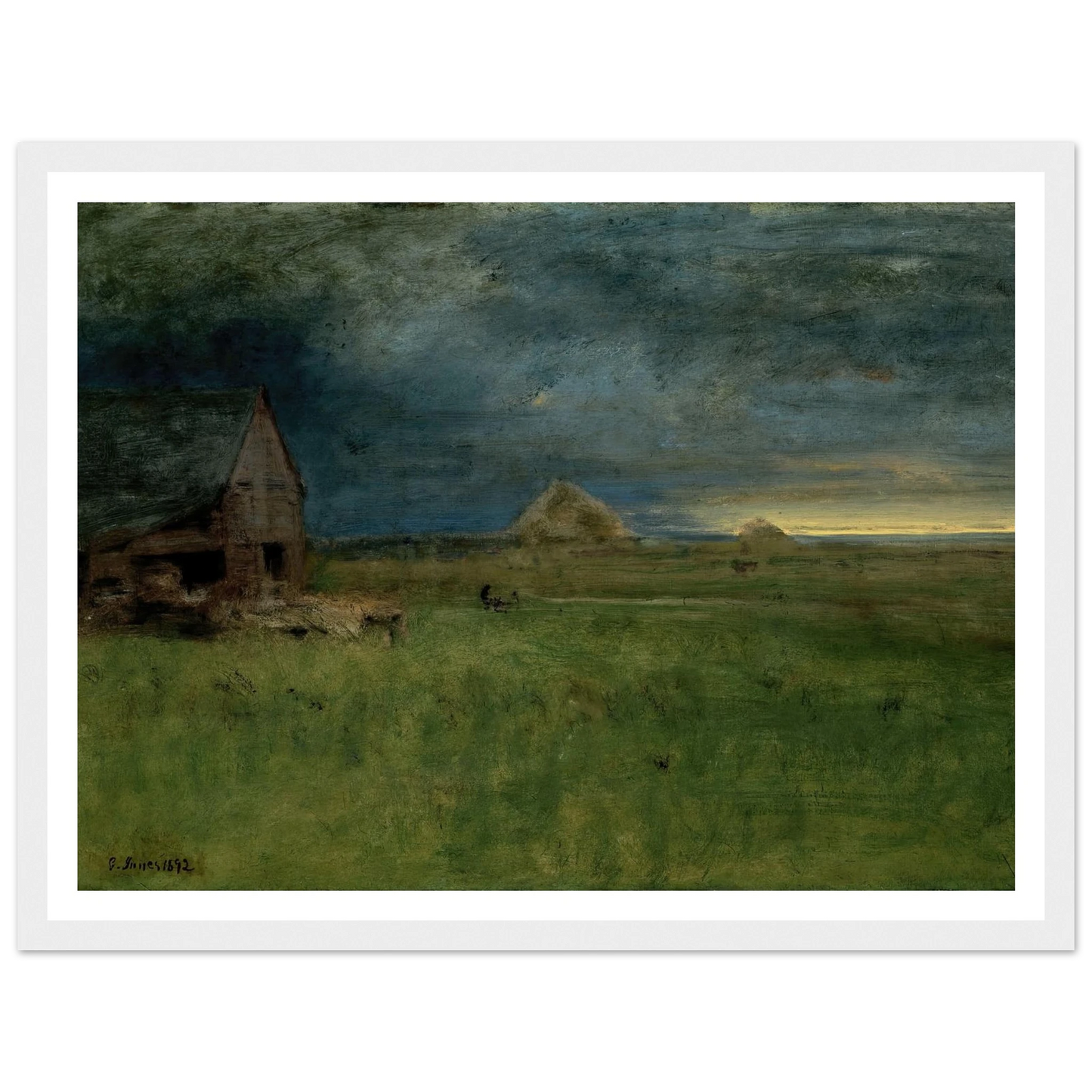 The Lonely Farm, Nantucket (1892) Art Print | George Inness - Framed Poster - 30x40 cm / 12x16″ - Black frame