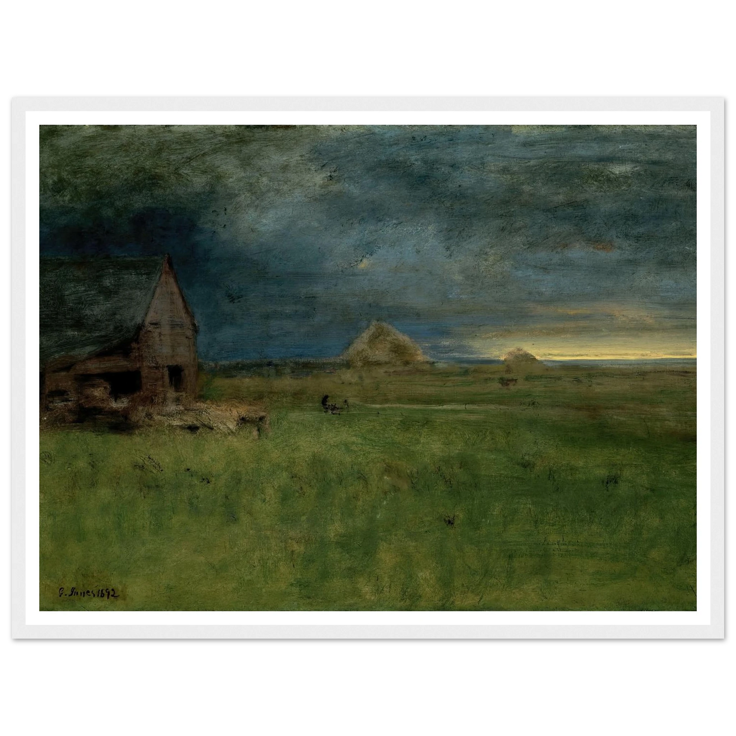 The Lonely Farm, Nantucket (1892) Art Print | George Inness - Framed Poster - 30x40 cm / 12x16″ - Black frame