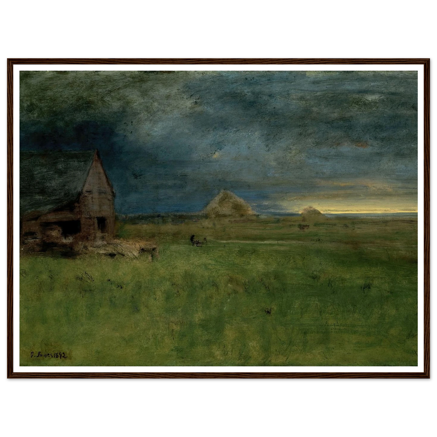 The Lonely Farm, Nantucket (1892) Art Print | George Inness - Framed Poster - 30x40 cm / 12x16″ - Black frame