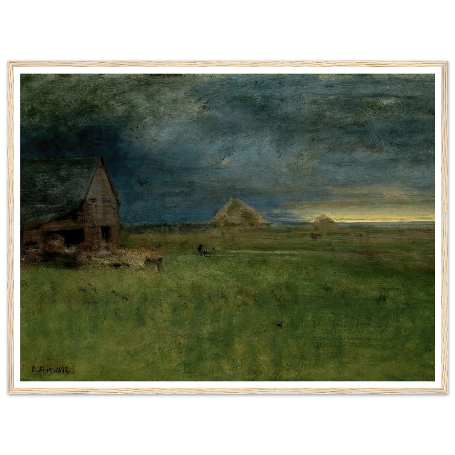 The Lonely Farm, Nantucket (1892) Art Print | George Inness - Framed Poster - 30x40 cm / 12x16″ - Black frame