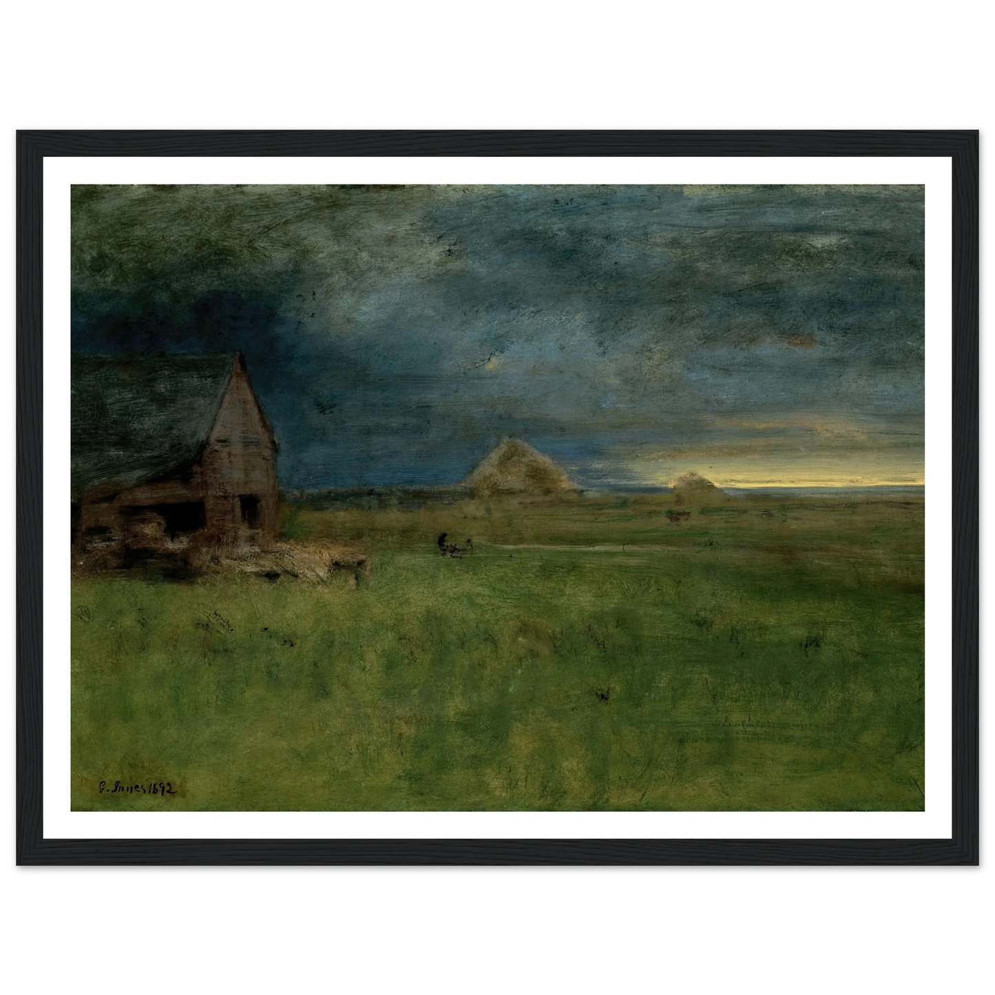 The Lonely Farm, Nantucket (1892) Art Print | George Inness - Framed Poster - 30x40 cm / 12x16″ - Black frame
