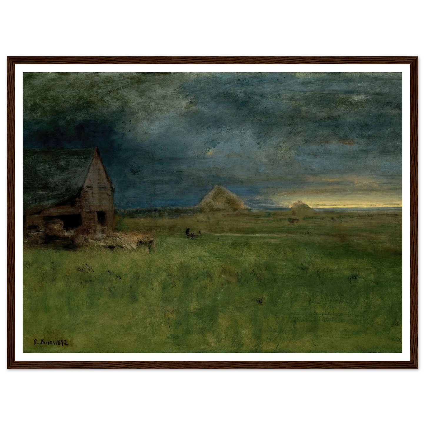 The Lonely Farm, Nantucket (1892) Art Print | George Inness - Framed Poster - 30x40 cm / 12x16″ - Black frame