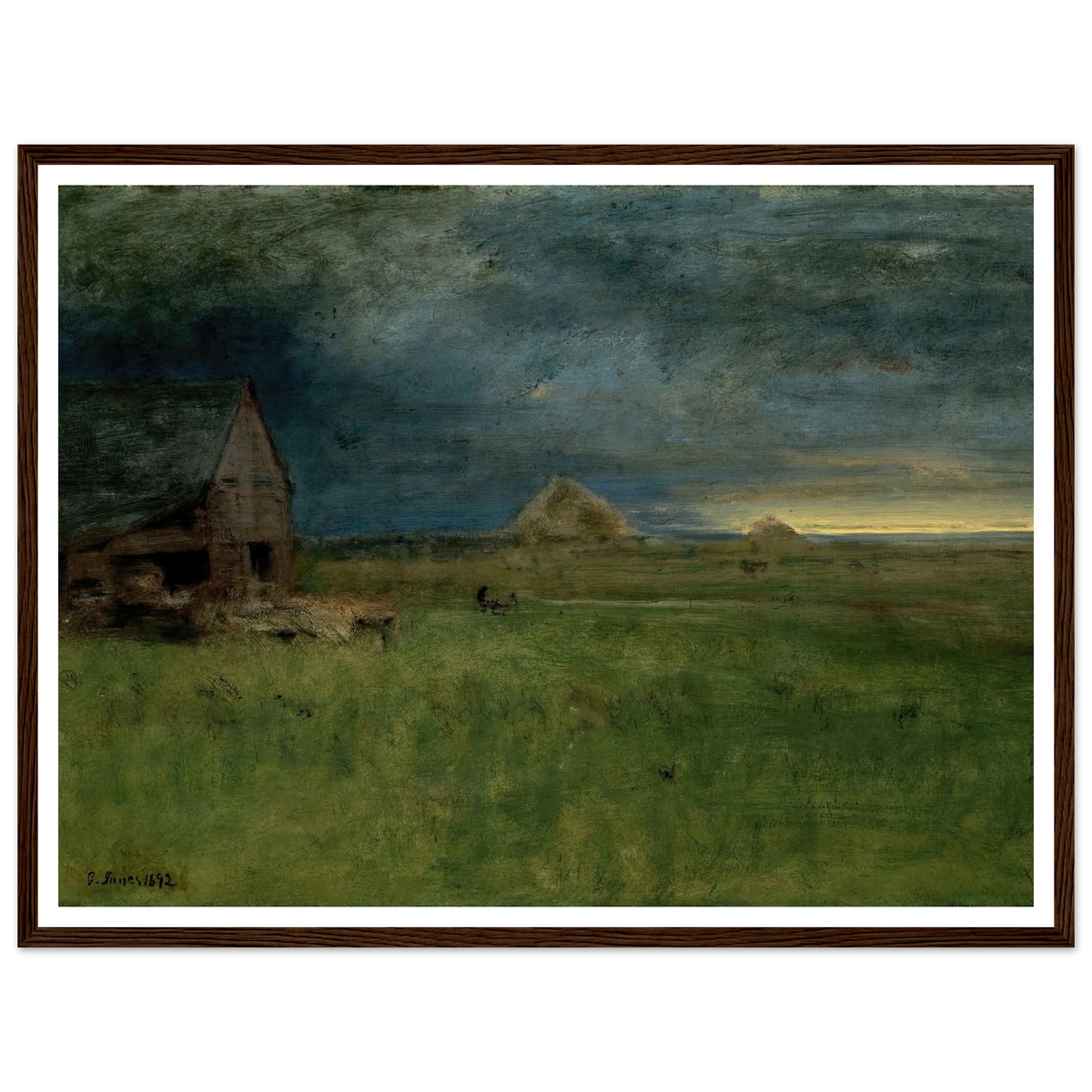 The Lonely Farm, Nantucket (1892) Art Print | George Inness - Framed Poster - 30x40 cm / 12x16″ - Black frame