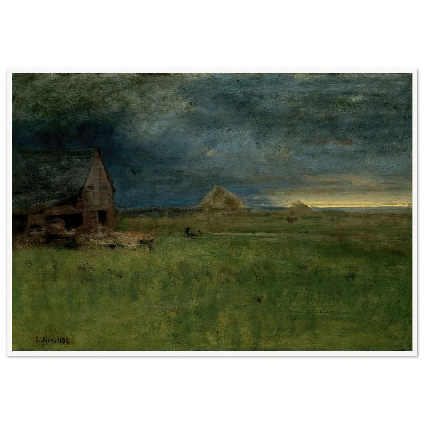 The Lonely Farm, Nantucket (1892) Art Print | George Inness - Framed Poster - 30x40 cm / 12x16″ - Black frame