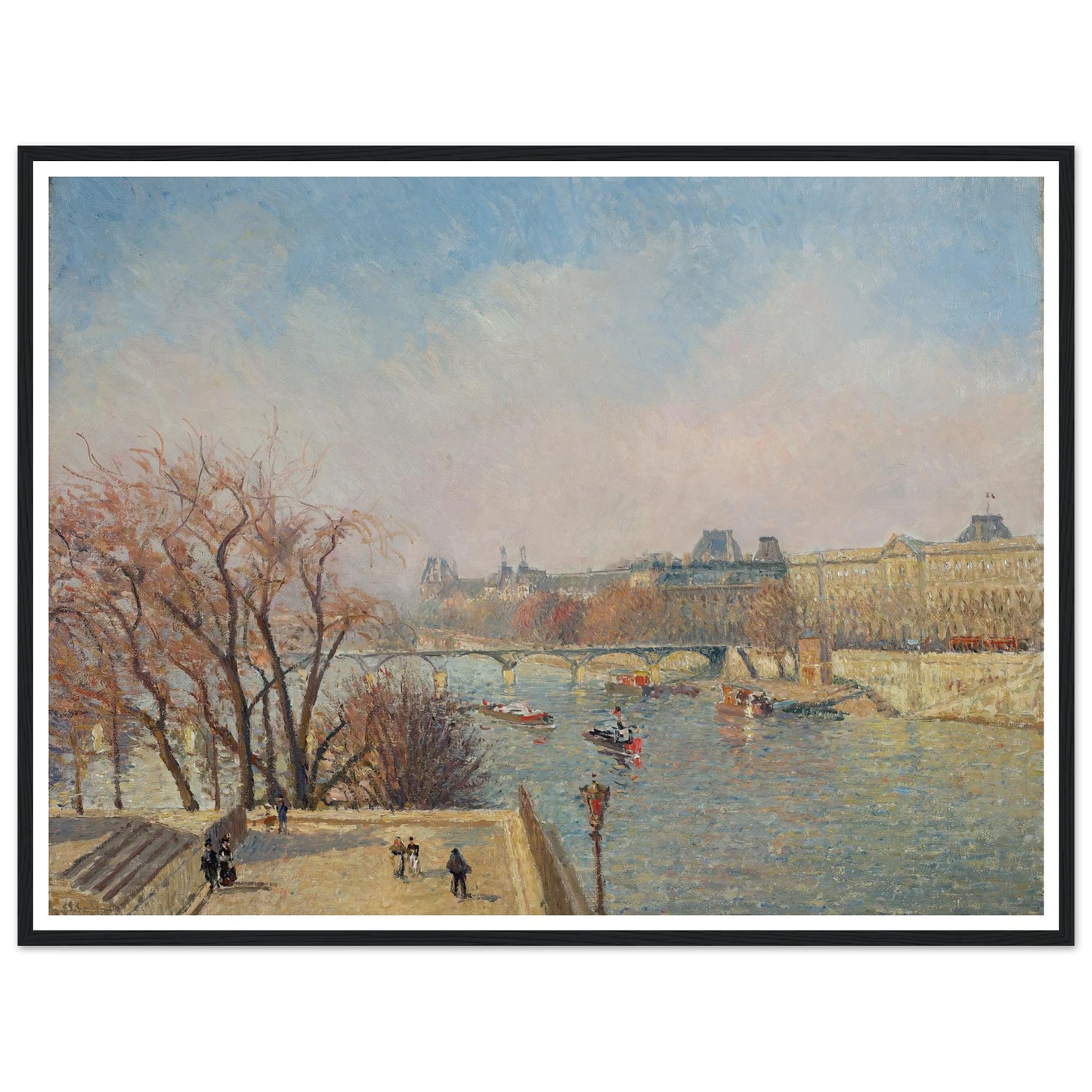 The Louvre, Morning, Sunlight (1901) Art Print | Camille Pissarro - Framed Poster - 30x40 cm / 12x16″ - Black frame