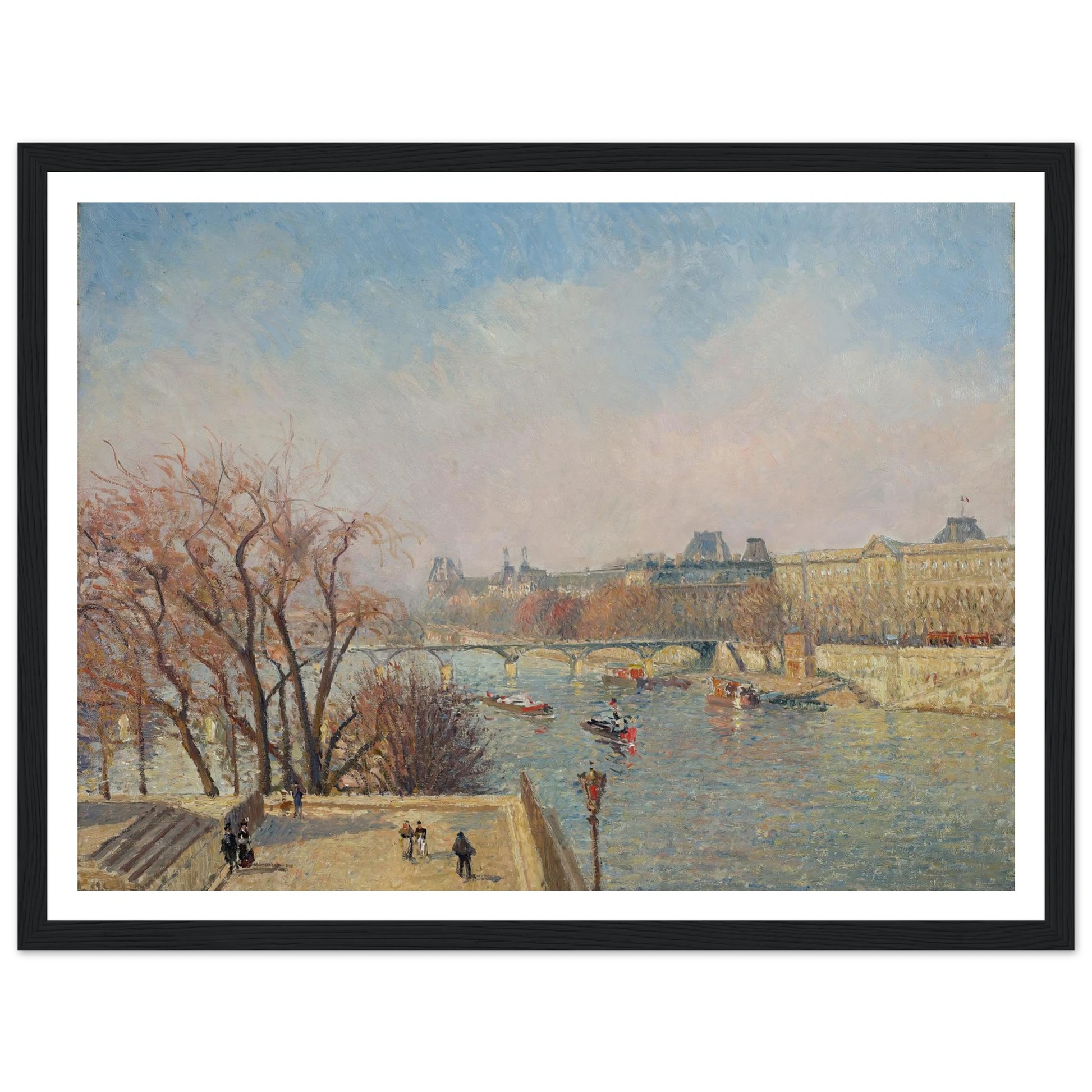 The Louvre, Morning, Sunlight (1901) Art Print | Camille Pissarro - Framed Poster - 30x40 cm / 12x16″ - Black frame