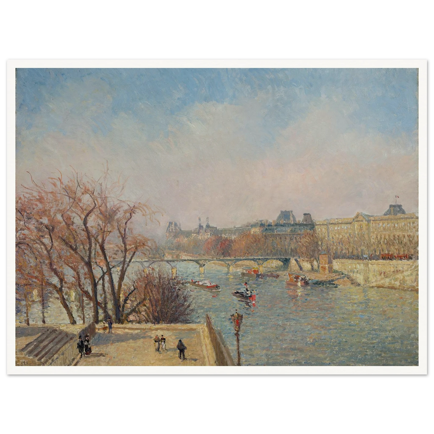 The Louvre, Morning, Sunlight (1901) Art Print | Camille Pissarro - Framed Poster - 30x40 cm / 12x16″ - Black frame