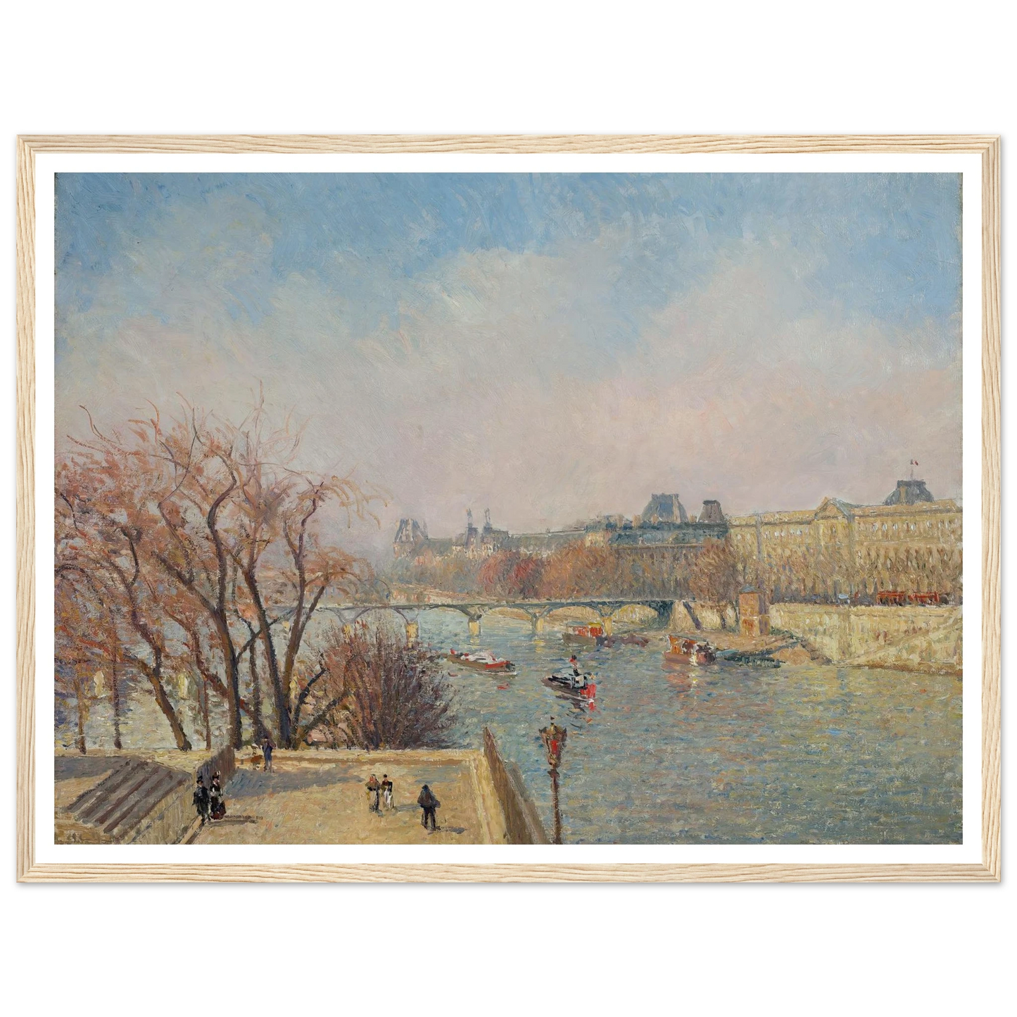 The Louvre, Morning, Sunlight (1901) Art Print | Camille Pissarro - Framed Poster - 30x40 cm / 12x16″ - Black frame