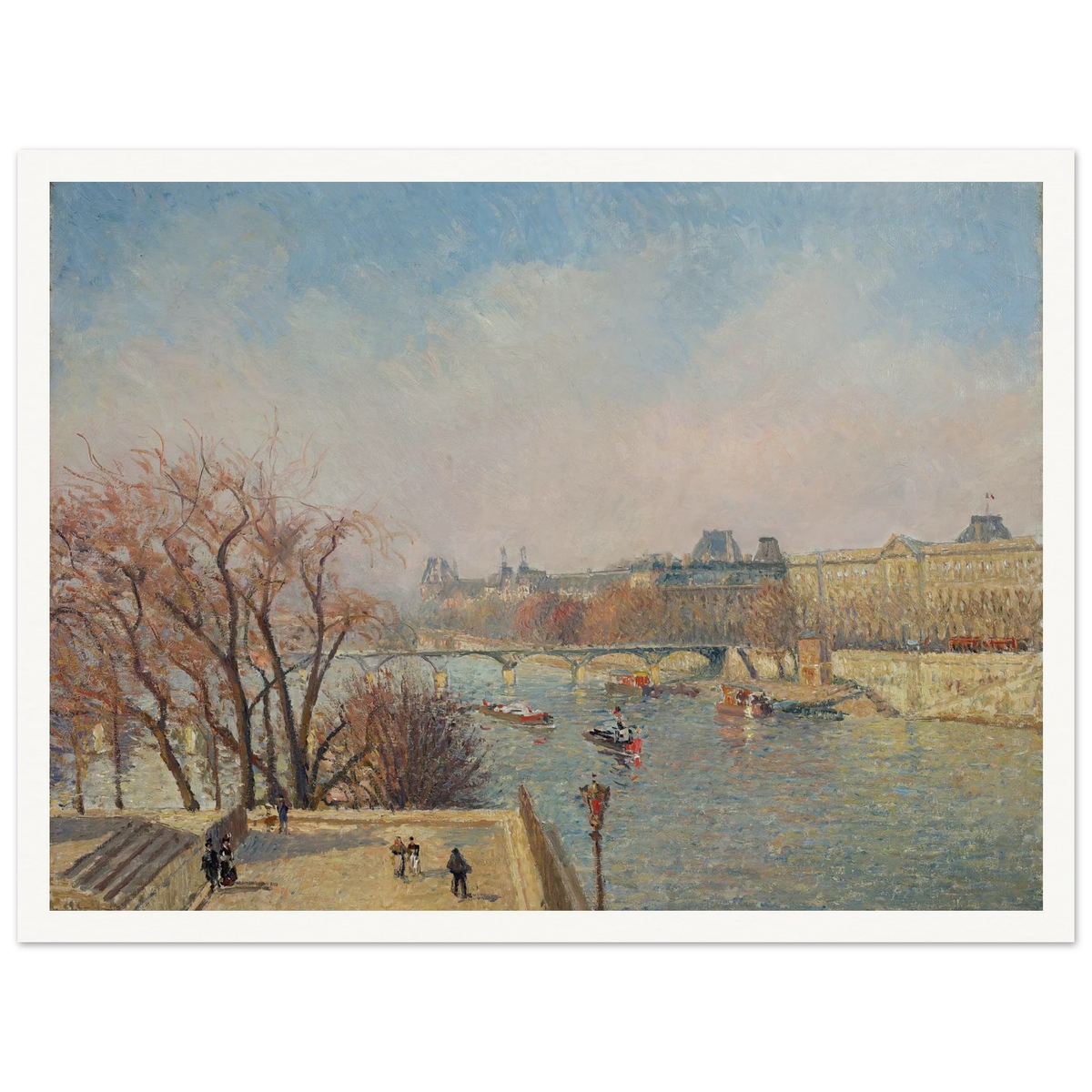 The Louvre, Morning, Sunlight (1901) Art Print | Camille Pissarro - Framed Poster - 30x40 cm / 12x16″ - Black frame