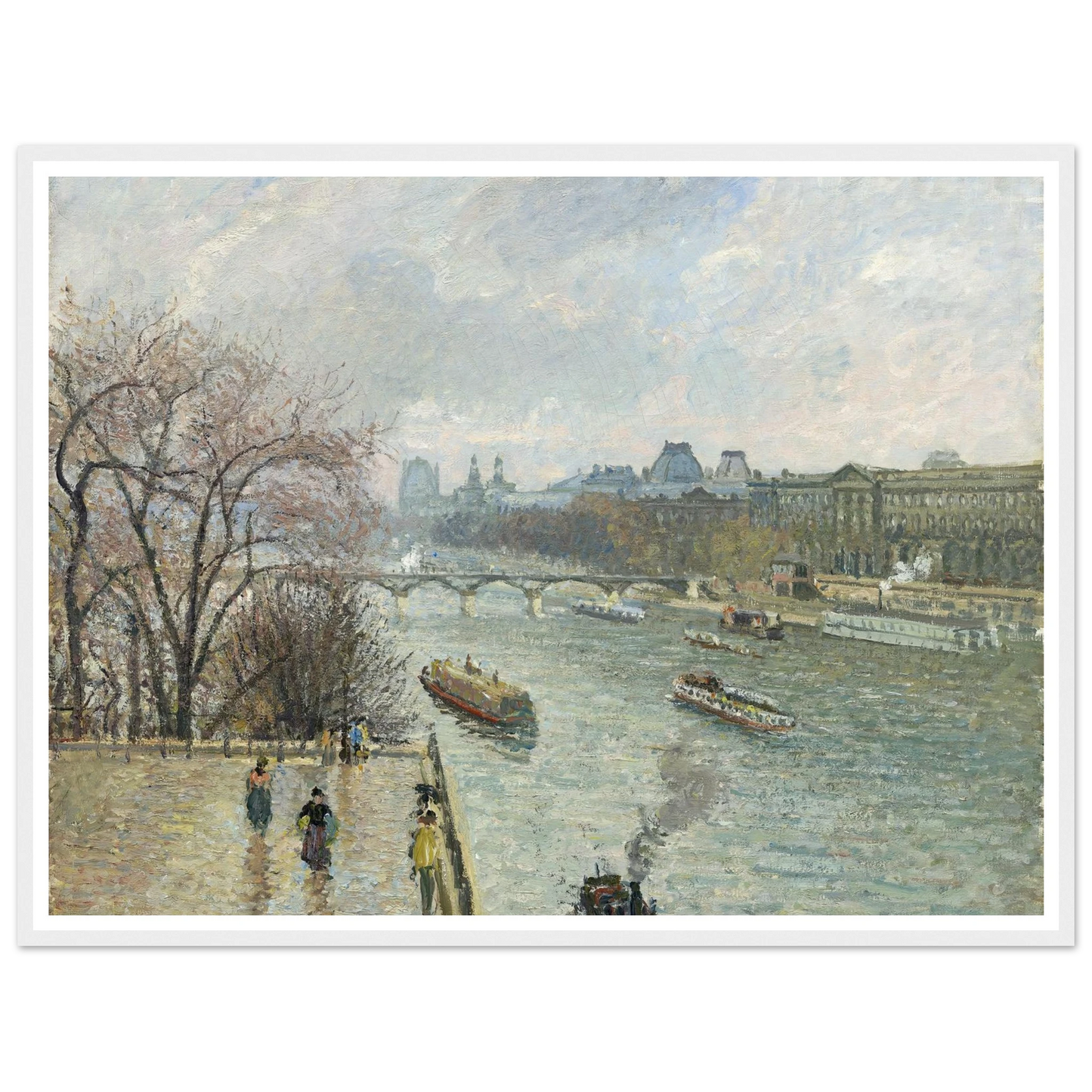 The Louvre,Afternoon Rainy Weather (1900) Art Print | Camille Pissarro - Framed Poster - 30x40 cm / 12x16″ - Black frame