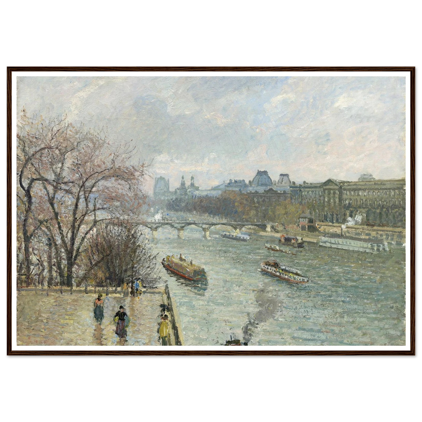 The Louvre,Afternoon Rainy Weather (1900) Art Print | Camille Pissarro - Framed Poster - 30x40 cm / 12x16″ - Black frame