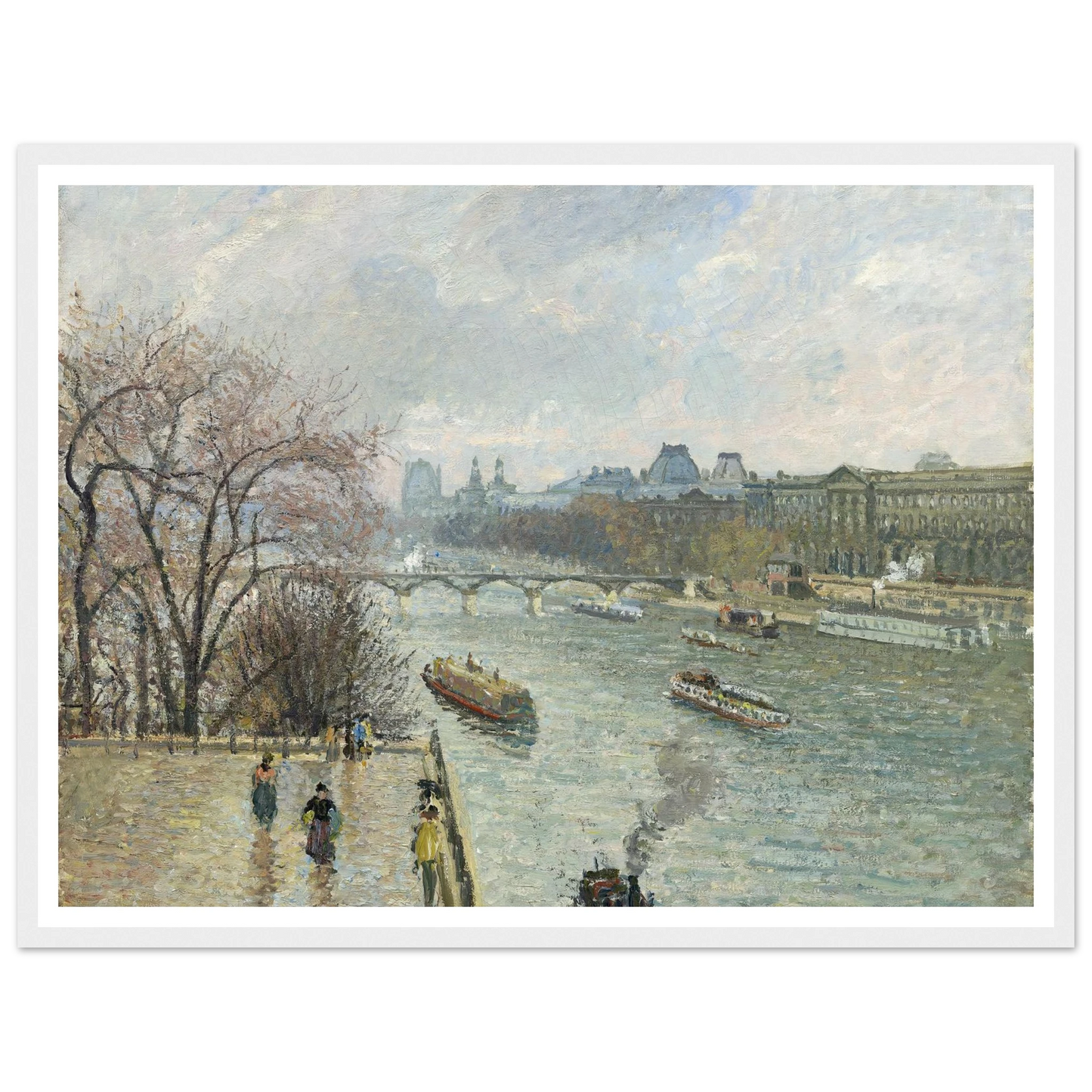 The Louvre,Afternoon Rainy Weather (1900) Art Print | Camille Pissarro - Framed Poster - 30x40 cm / 12x16″ - Black frame