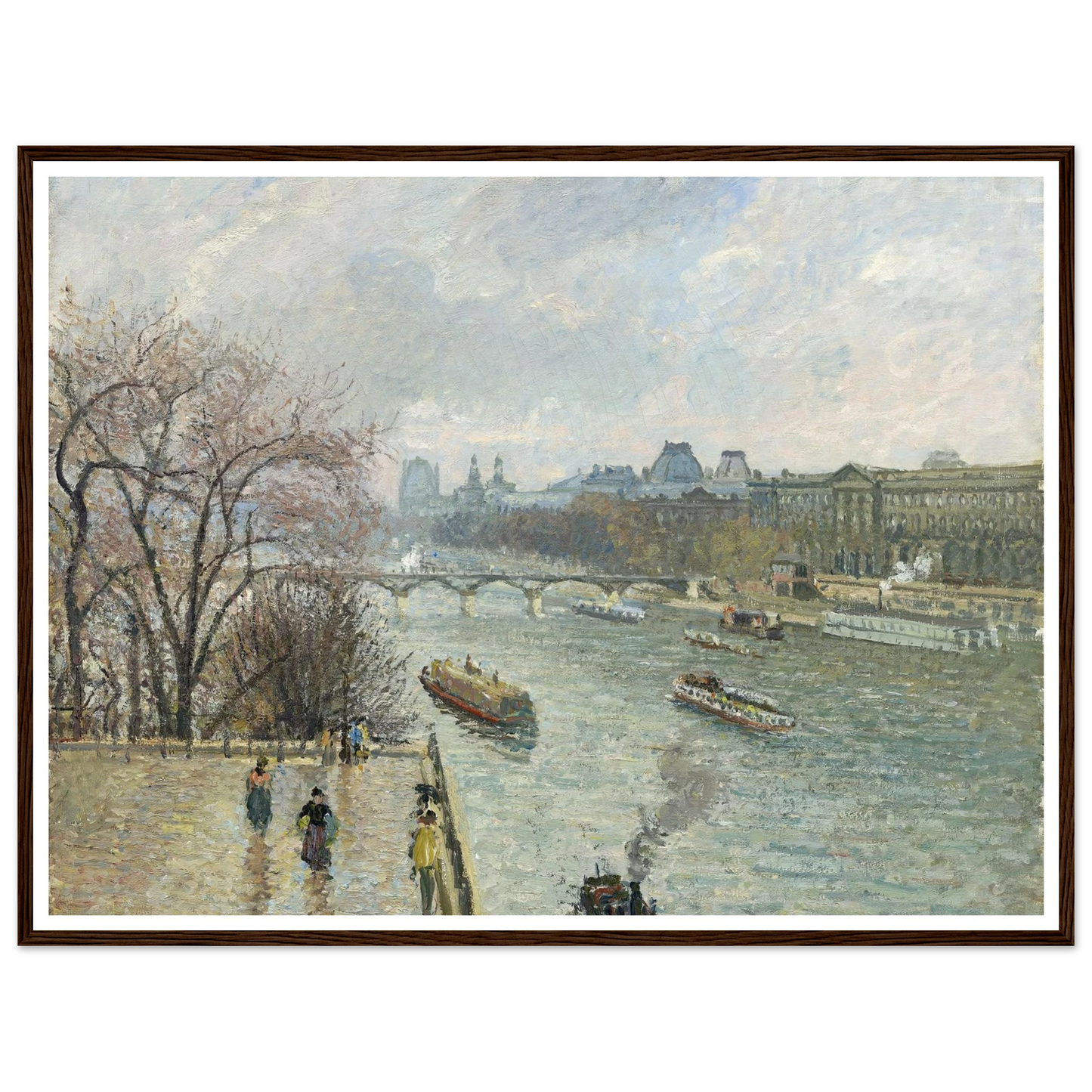 The Louvre,Afternoon Rainy Weather (1900) Art Print | Camille Pissarro - Framed Poster - 30x40 cm / 12x16″ - Black frame
