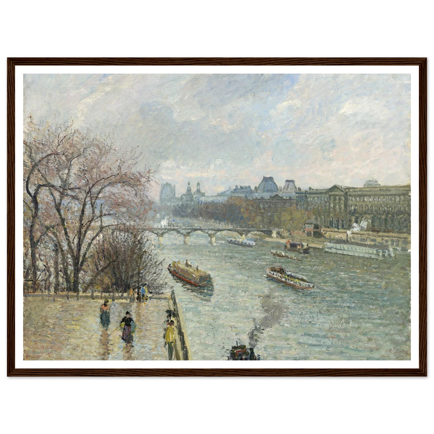 The Louvre,Afternoon Rainy Weather (1900) Art Print | Camille Pissarro - Framed Poster - 30x40 cm / 12x16″ - Black frame