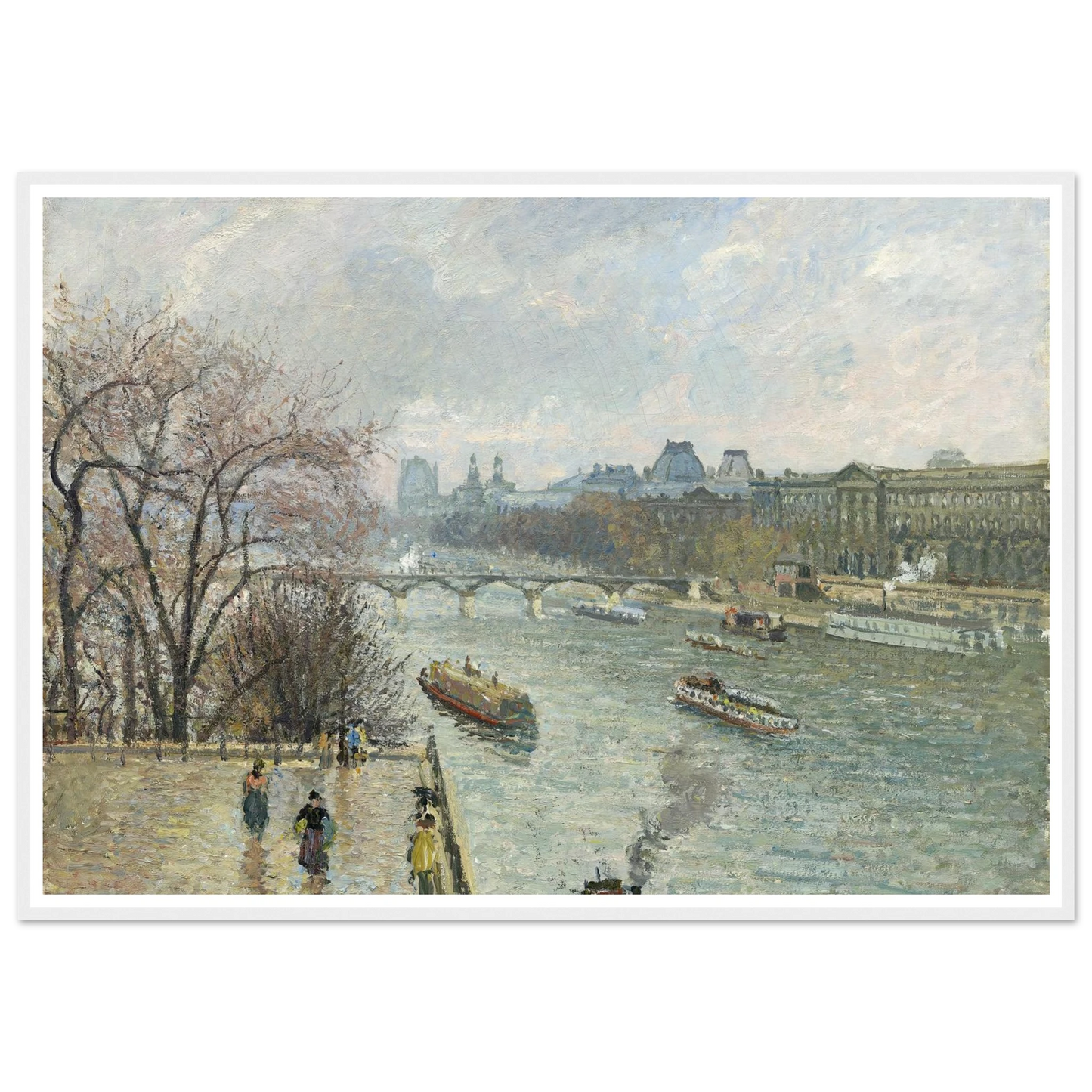 The Louvre,Afternoon Rainy Weather (1900) Art Print | Camille Pissarro - Framed Poster - 30x40 cm / 12x16″ - Black frame