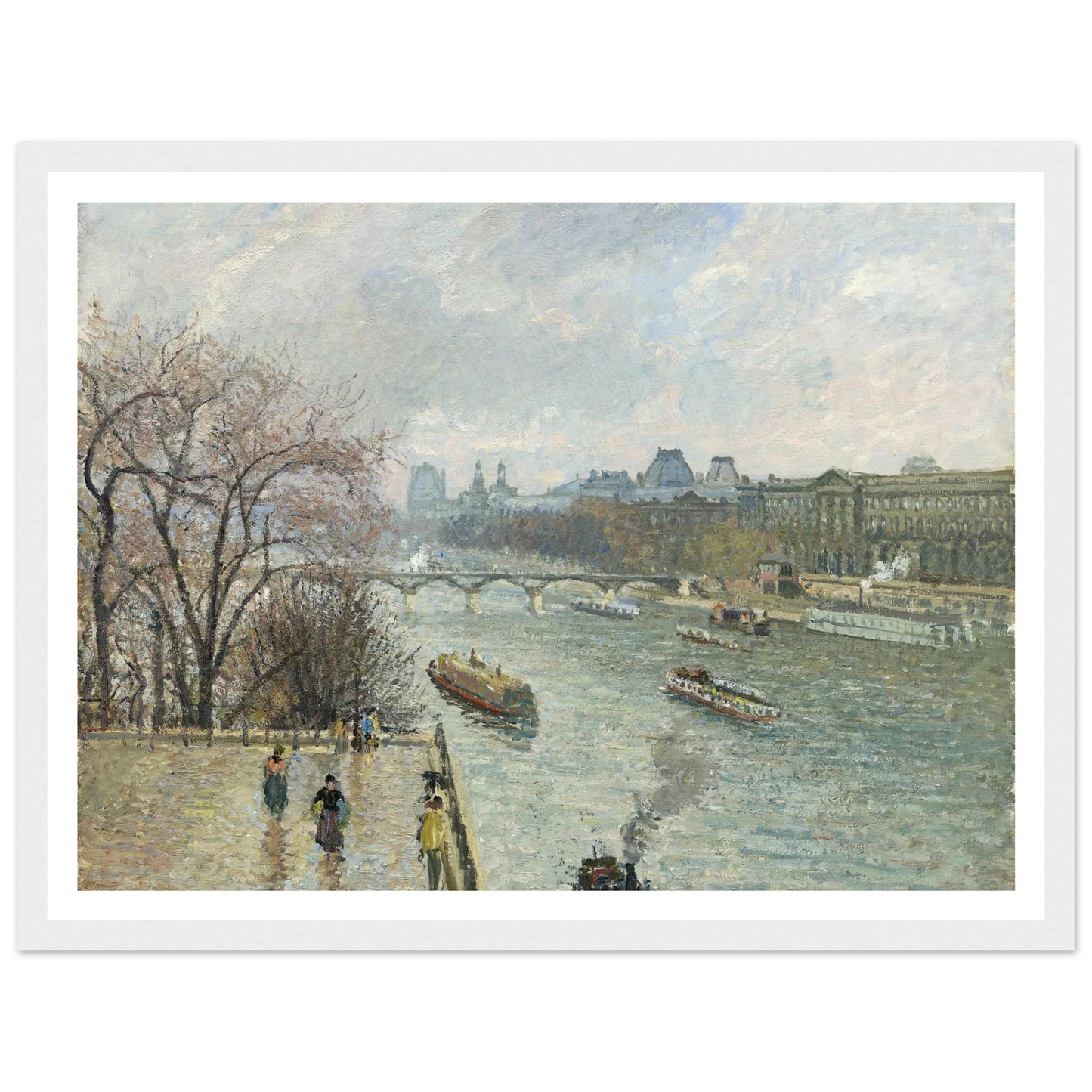The Louvre,Afternoon Rainy Weather (1900) Art Print | Camille Pissarro - Framed Poster - 30x40 cm / 12x16″ - Black frame