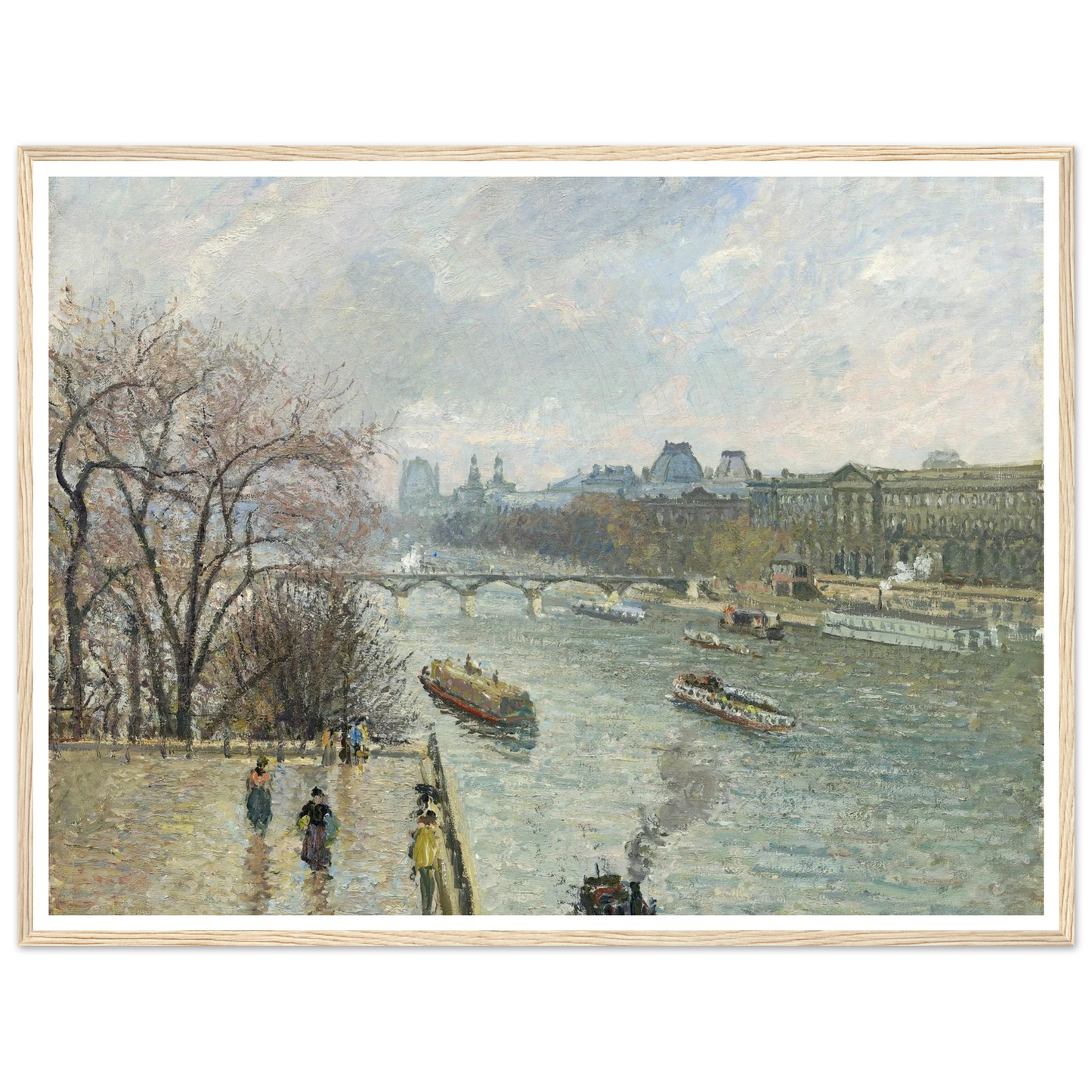 The Louvre,Afternoon Rainy Weather (1900) Art Print | Camille Pissarro - Framed Poster - 30x40 cm / 12x16″ - Black frame