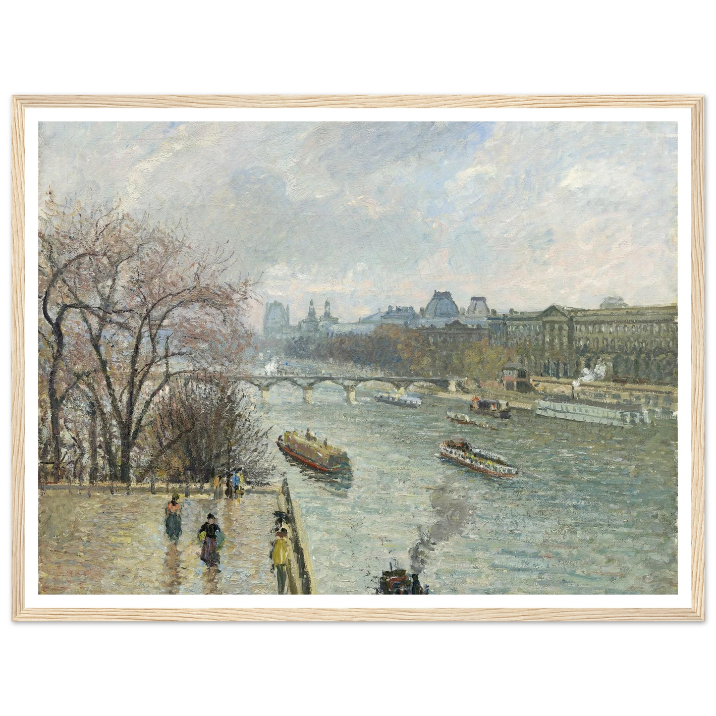 The Louvre,Afternoon Rainy Weather (1900) Art Print | Camille Pissarro - Framed Poster - 30x40 cm / 12x16″ - Black frame