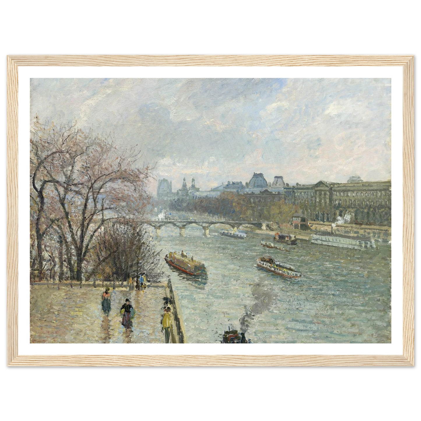 The Louvre,Afternoon Rainy Weather (1900) Art Print | Camille Pissarro - Framed Poster - 30x40 cm / 12x16″ - Black frame