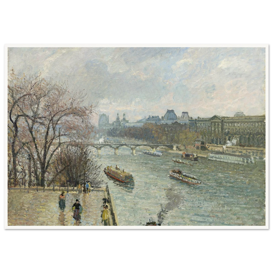 The Louvre,Afternoon Rainy Weather (1900) Art Print | Camille Pissarro - Framed Poster - 30x40 cm / 12x16″ - Black frame