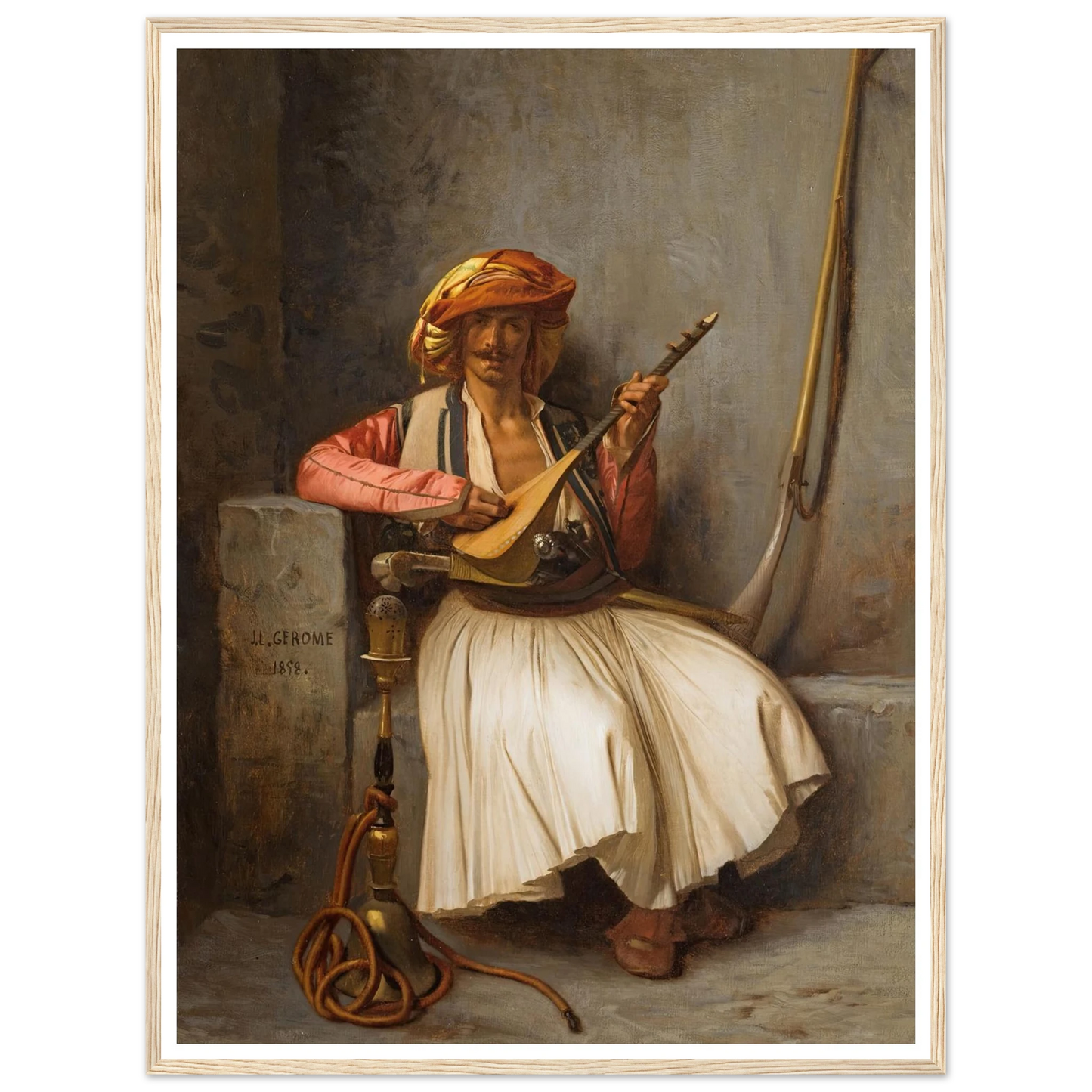 The Lute Player (1858) Art Print | Jean Leon Gerome - Framed Poster - 30x40 cm / 12x16″ - Black frame