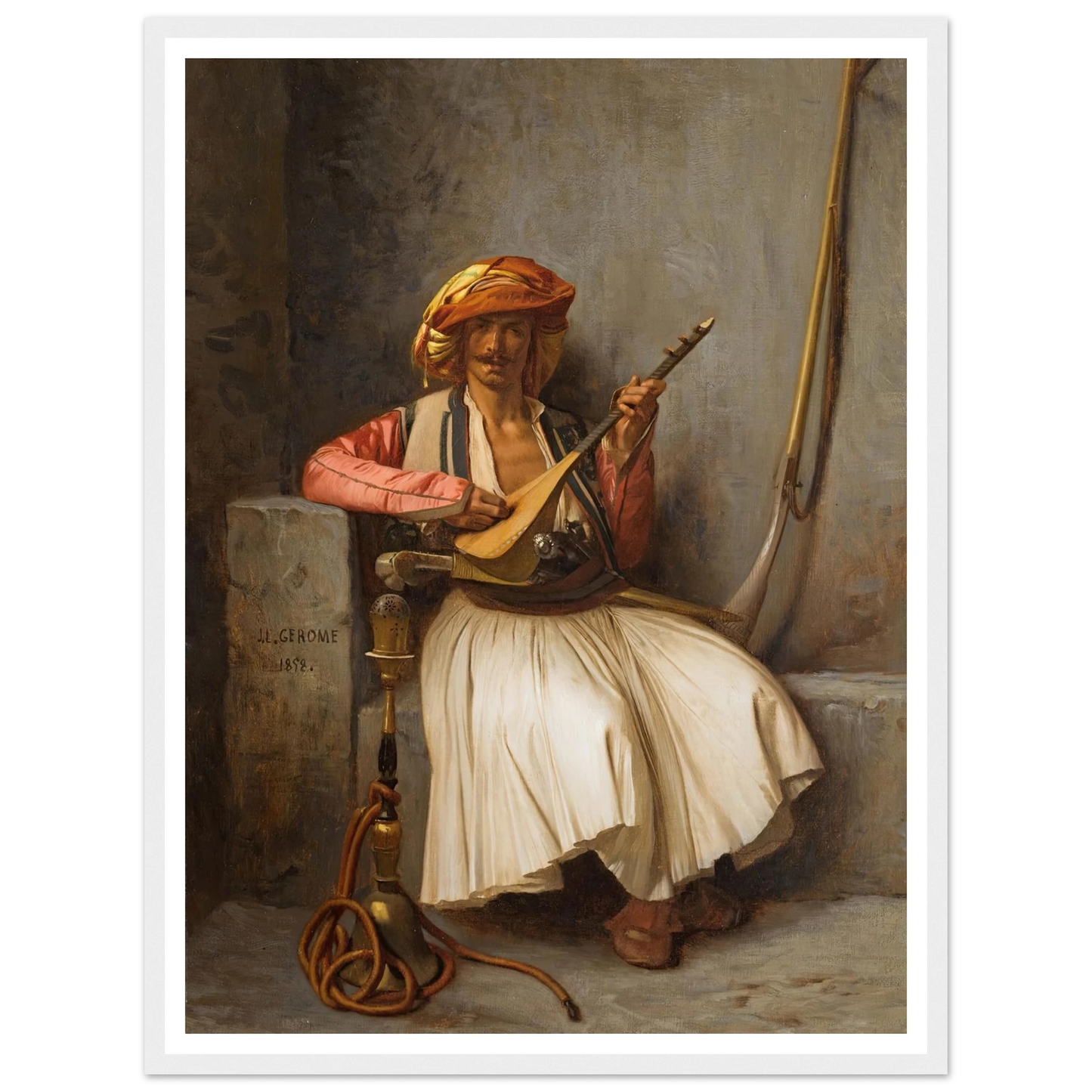 The Lute Player (1858) Art Print | Jean Leon Gerome - Framed Poster - 30x40 cm / 12x16″ - Black frame